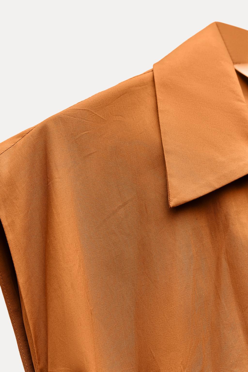 NWT_ZARA ss24 ZW COLLECTION POPLIN SHIRTDRESS Burnt orange | 4786/134_XS-XL
