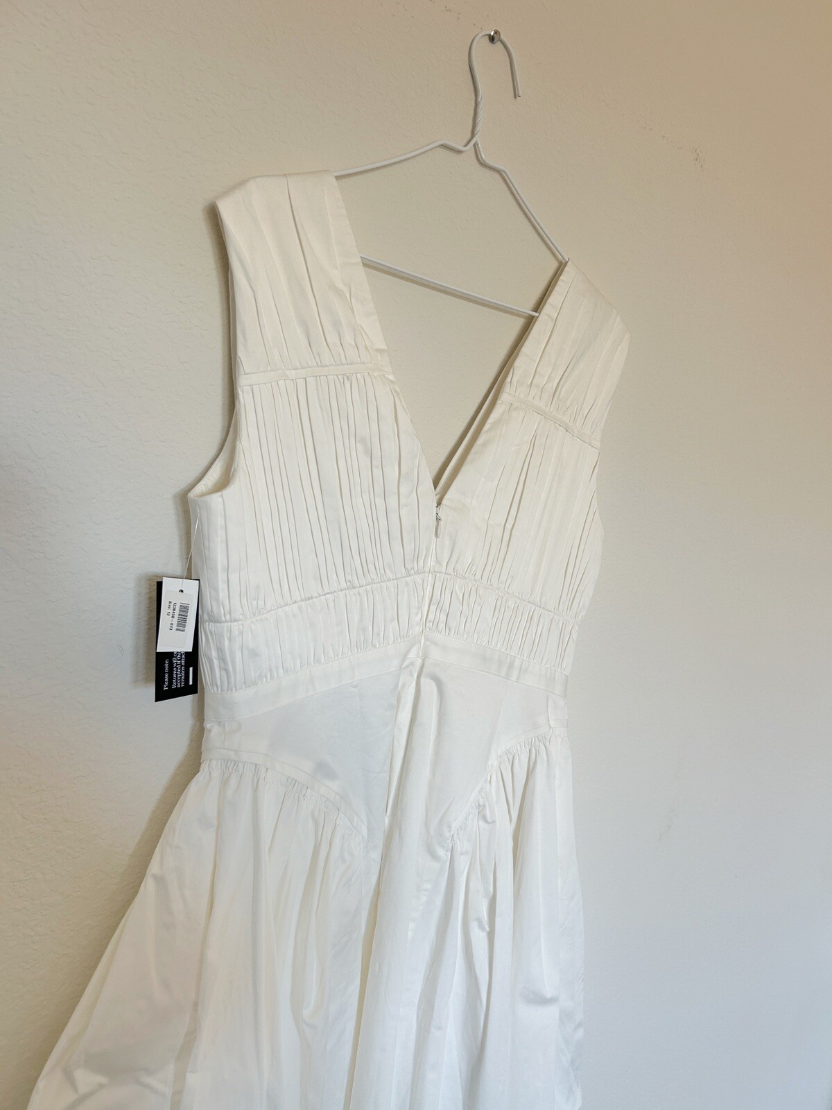 Self Portrait White Pleated Bow Mini Dress Size 8 NWT