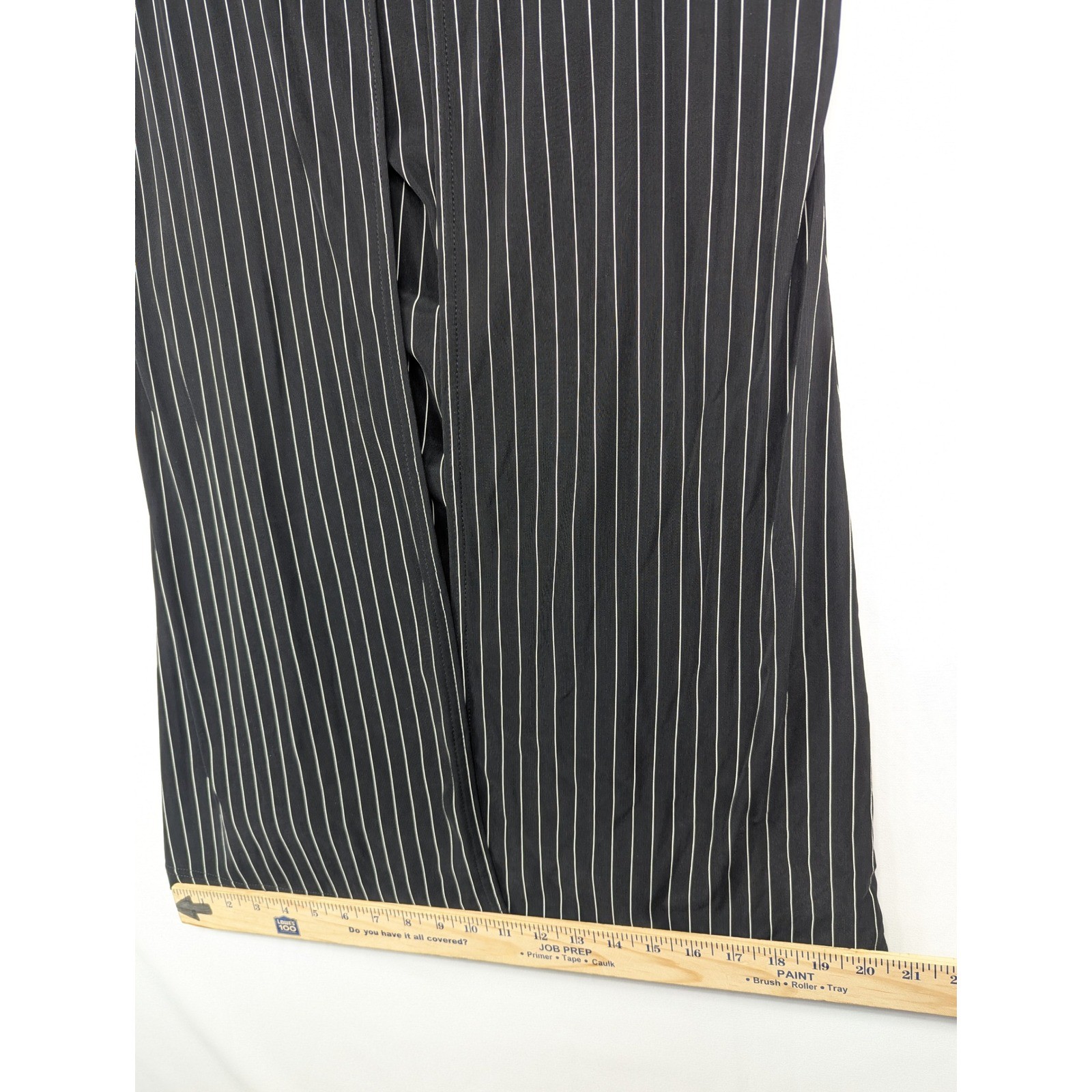Superstition New York Pinstripe Maxi Dress Womens Short Sleeve Square Neck SZ 8