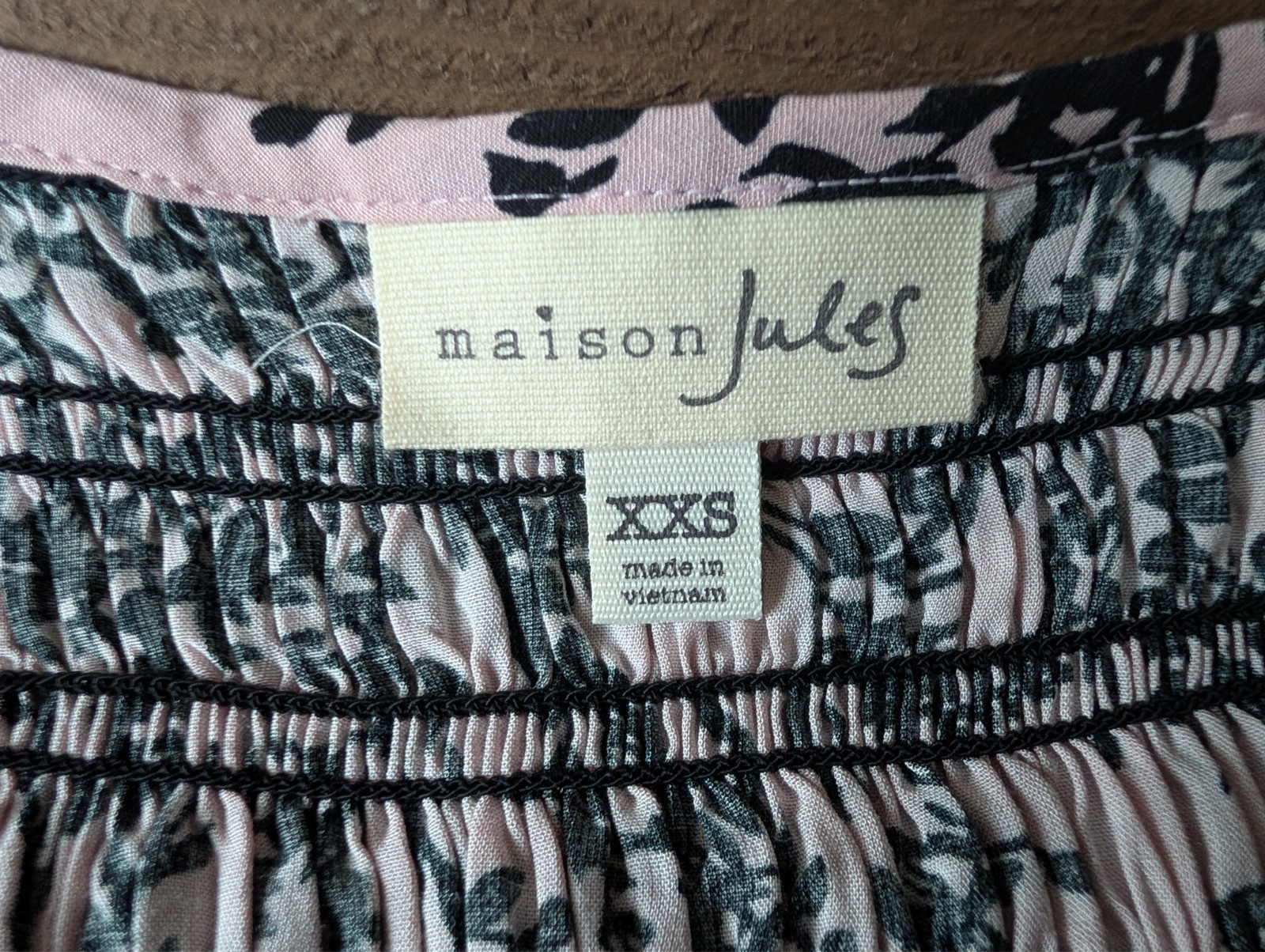 Maison Jules Pink and Black XXS Sundress