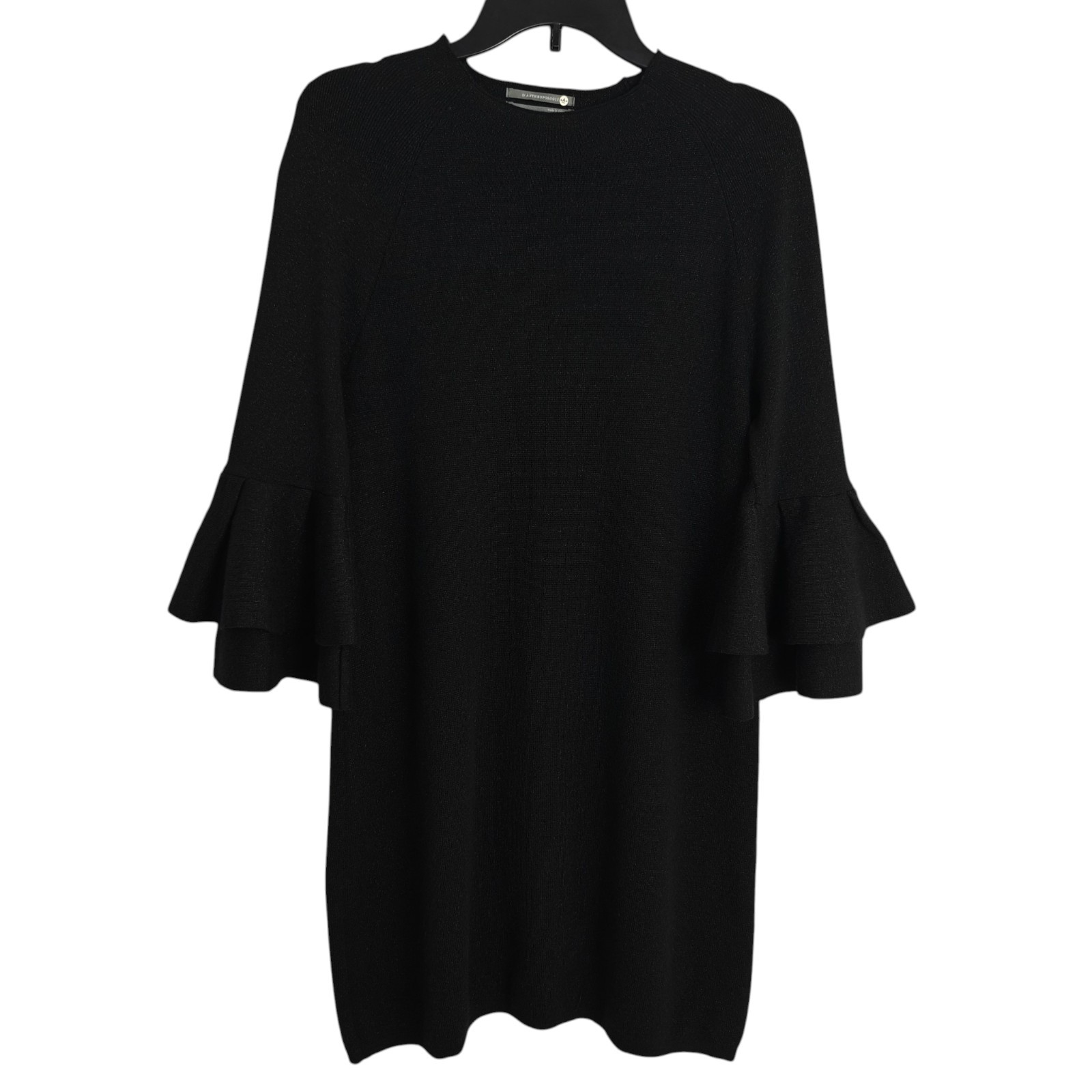 Anthropologie Claudette Ruffled Sweater Dress Size Small Black Metallic Tunic