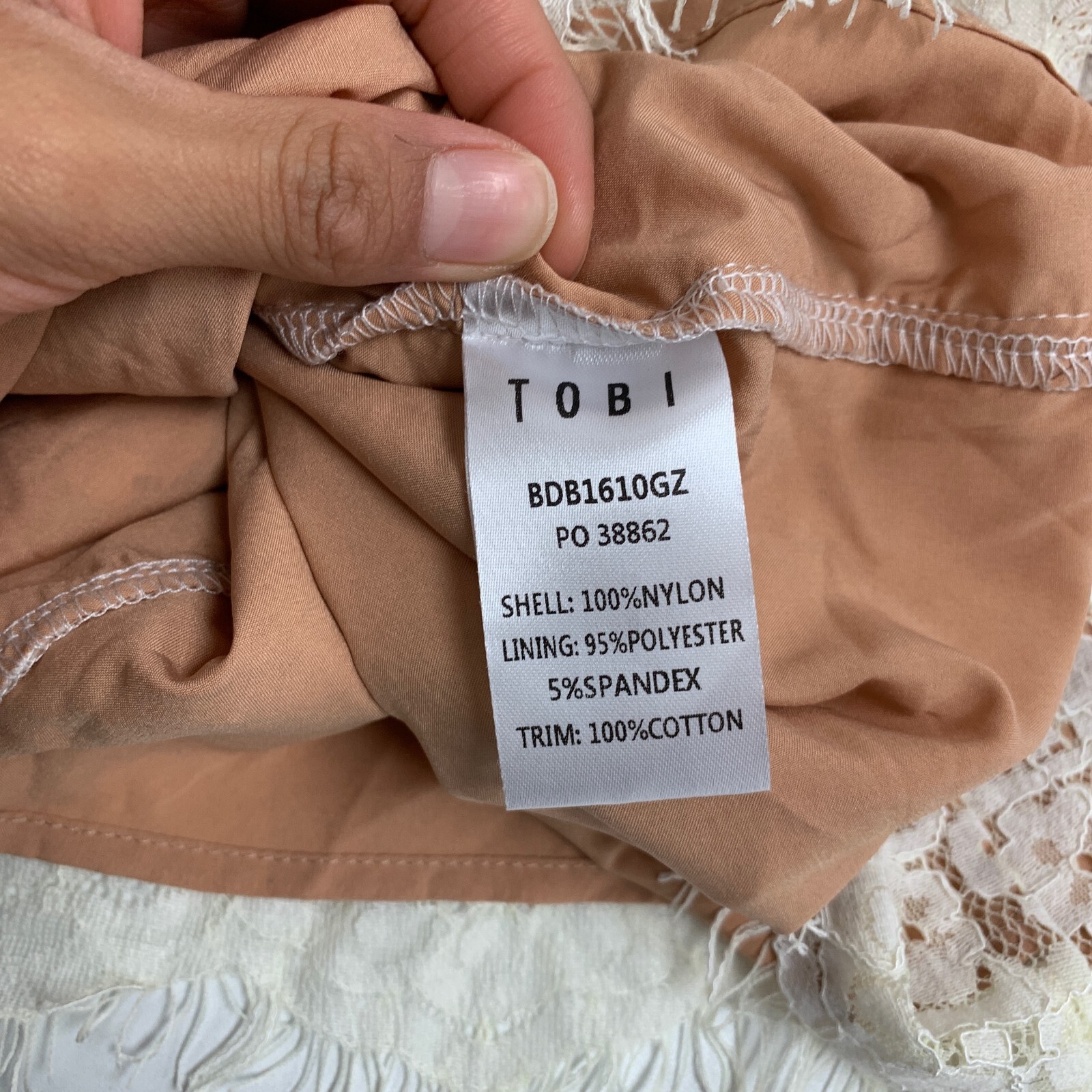 Tobi Dress Womens M Medium Ivory Nude Floral Lace Overlay Back Zip Mini Dress