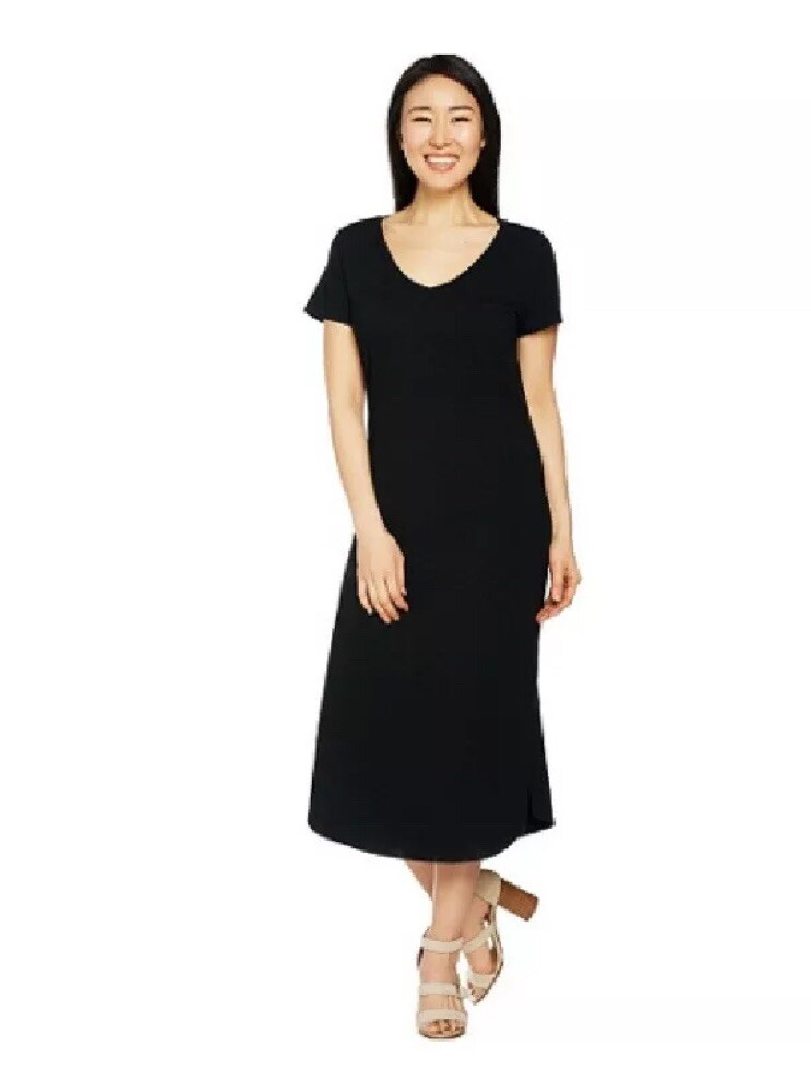 C. Wonder Petite Essentials Slub Knit Midi Dress Black P2XS A289779