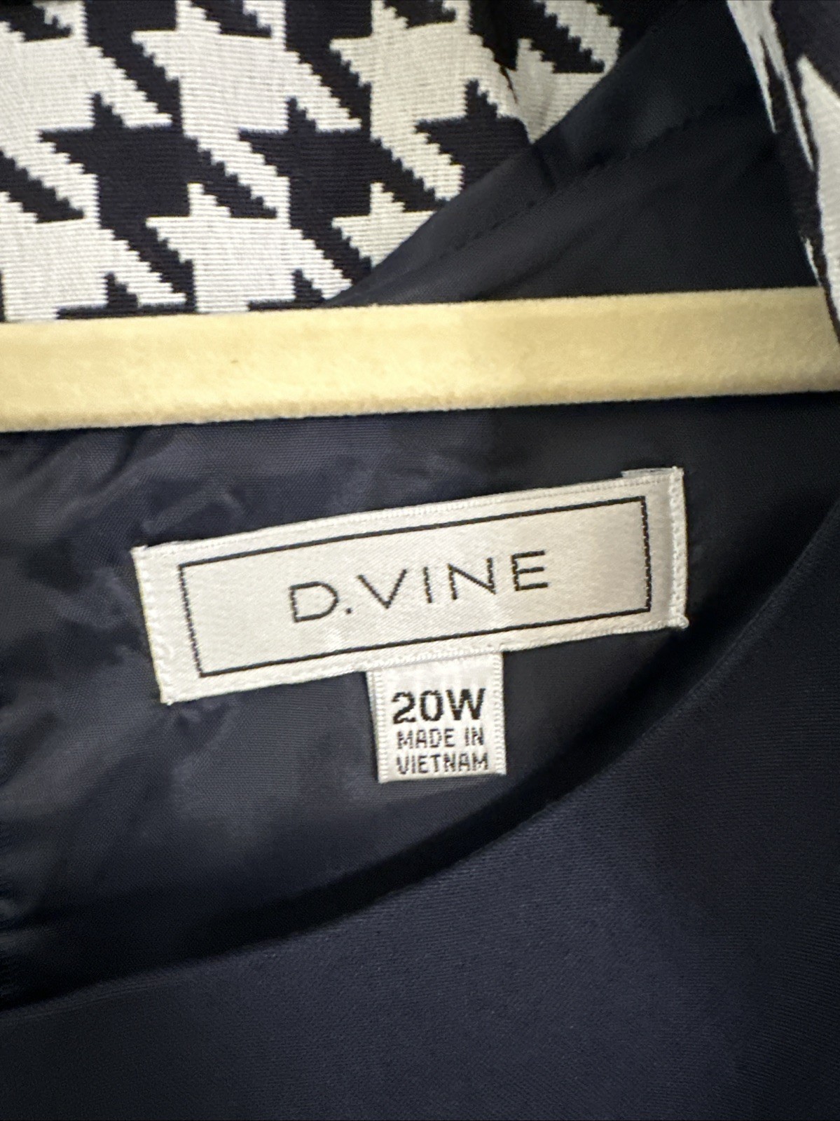 D.VINE Navy White Houndstooth 2 Piece Jacket & Sheath Dress Set SZ 20W NWT