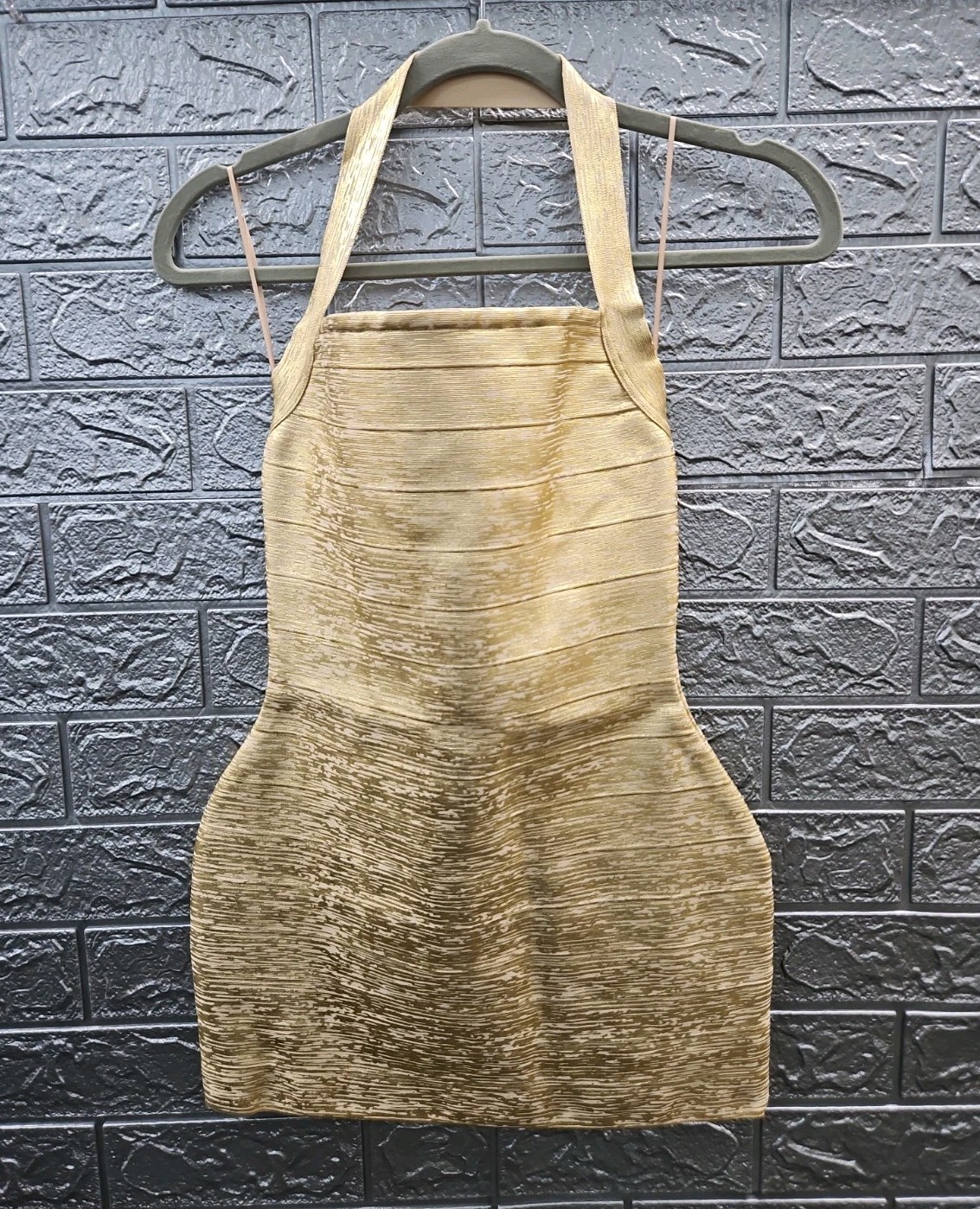 New I Am Gia Aiden Platinum Bandage Mini Dress Gold Size S