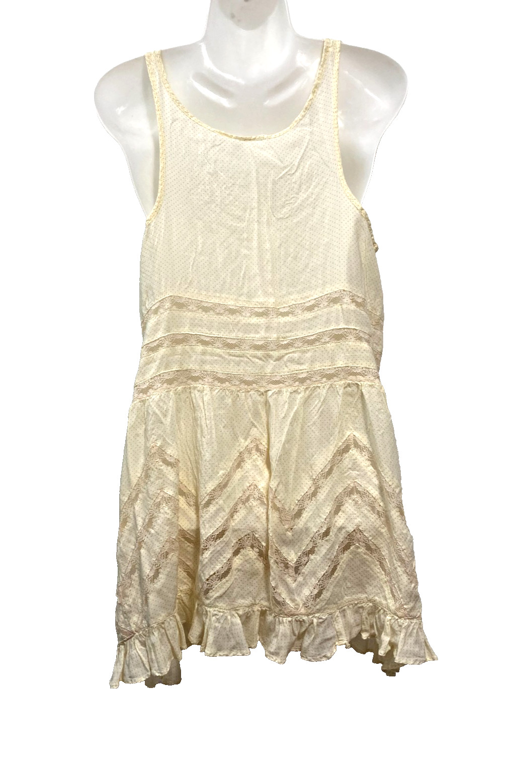 Intimately Free People Voile Lace Trapeze Slip Dress Tunic Ruffled Boho Flowy MM