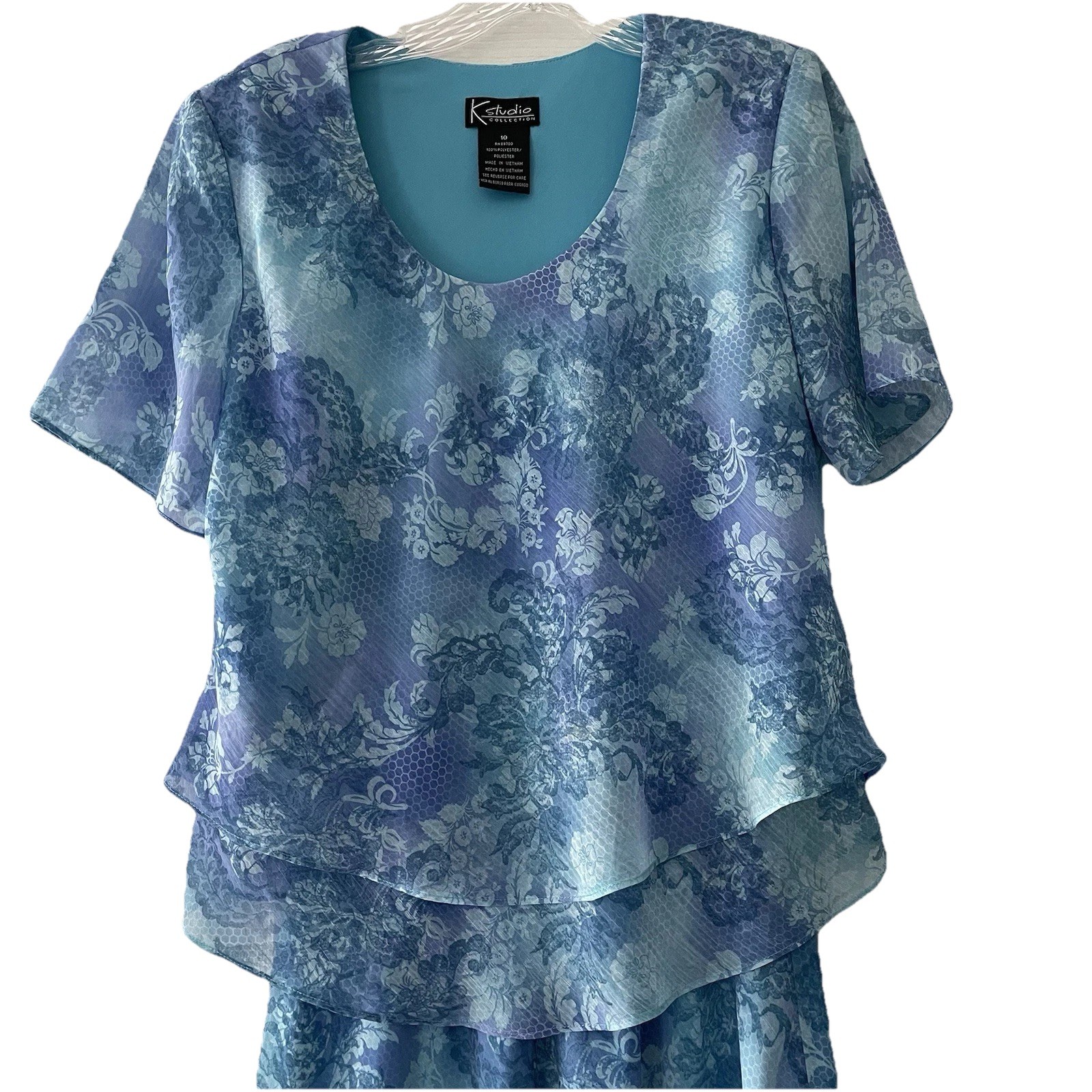 Vintage Y2K! K Studio Collection Size 10 Blue Ruffle Tiers Fairy Boho Dress