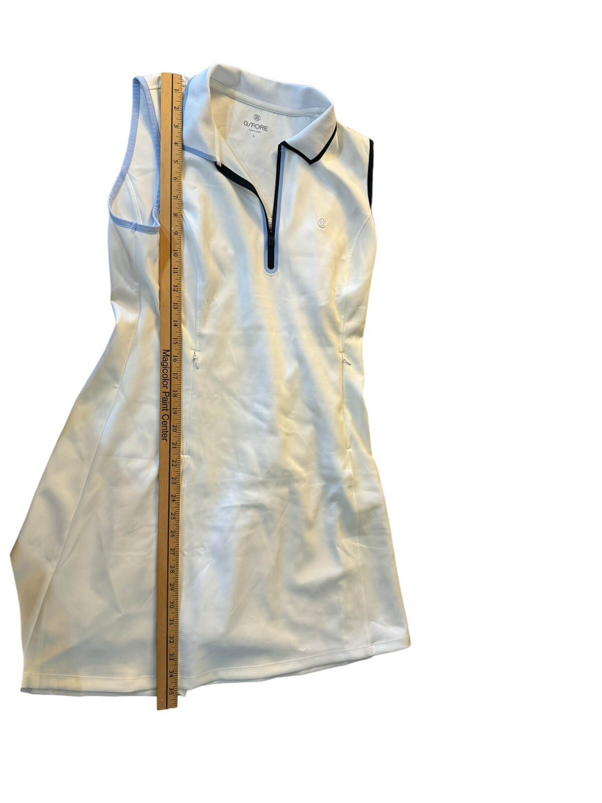 G/FORE Sleeveless White Polo Stretch Nylon Lined Golf Tennis Dress L NWOT $225