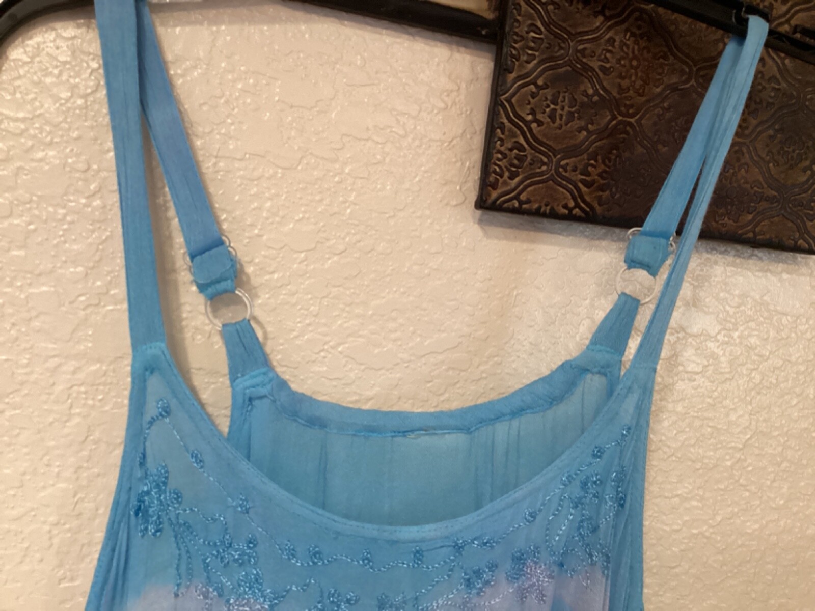 Sakkas Batik Spaghetti Adjustable Straps Aqua Stripes 38”Cx44”L One Size