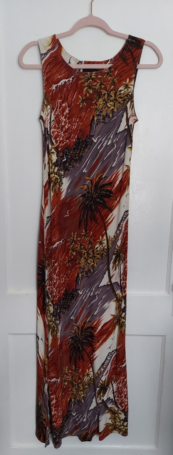 VTG 80/90s Carole Little Sport Maxi Dress Womens Small mixed-media artsy print