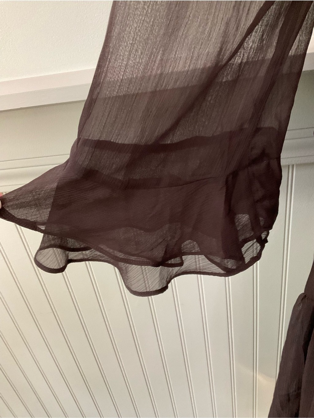 Socialite NWT Brown Chiffon Midi Dress & Sheer Bell Sleeve Overlay Set Size Med