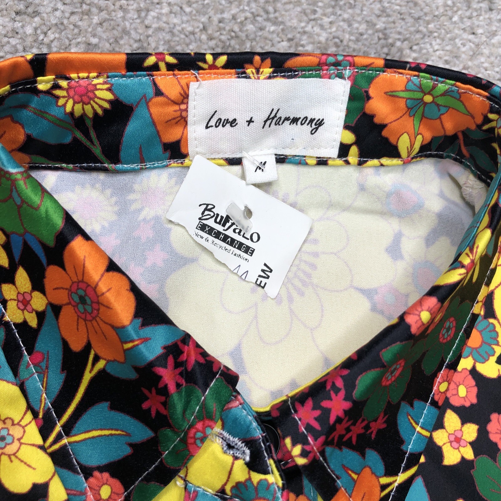 Love Harmony Dress Women Medium Mini Groovy Flower Power Floral Hippie Sz M