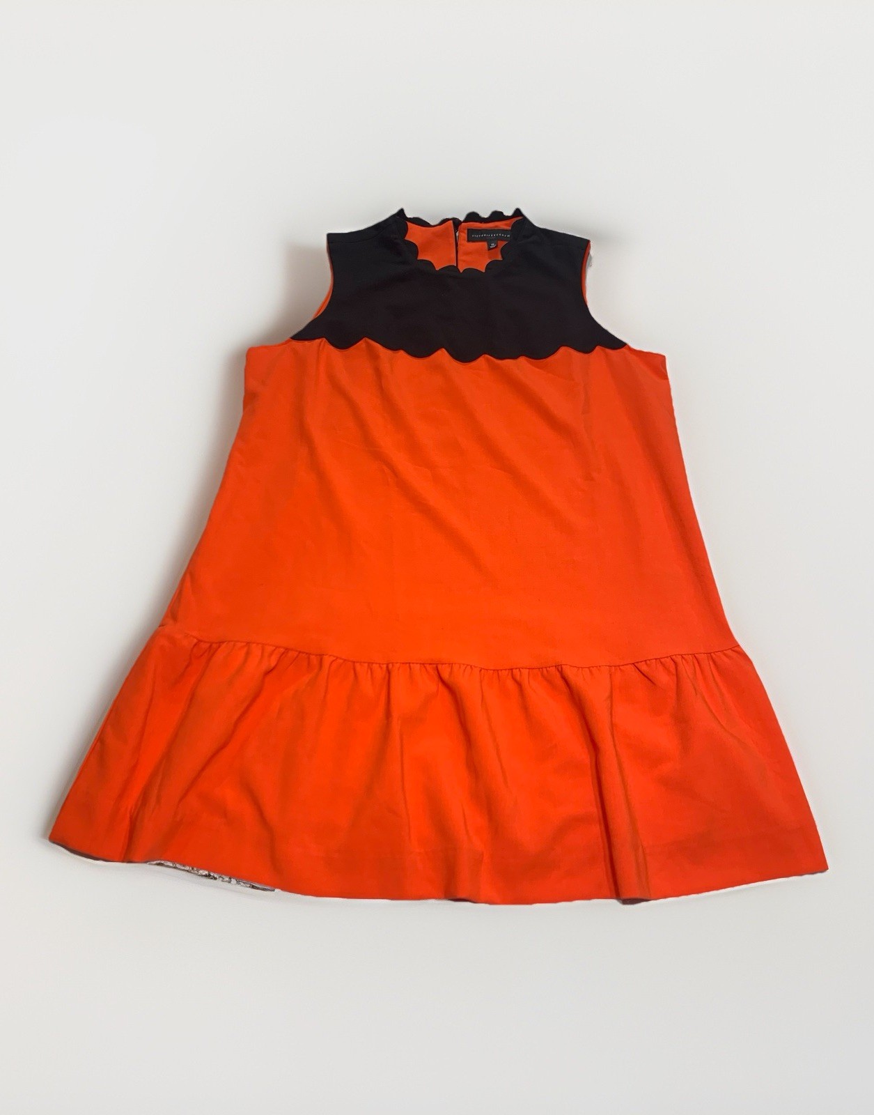 Victoria Beckham For Target Women 2X Orange Black Sleeveless Dress Scallop Smock