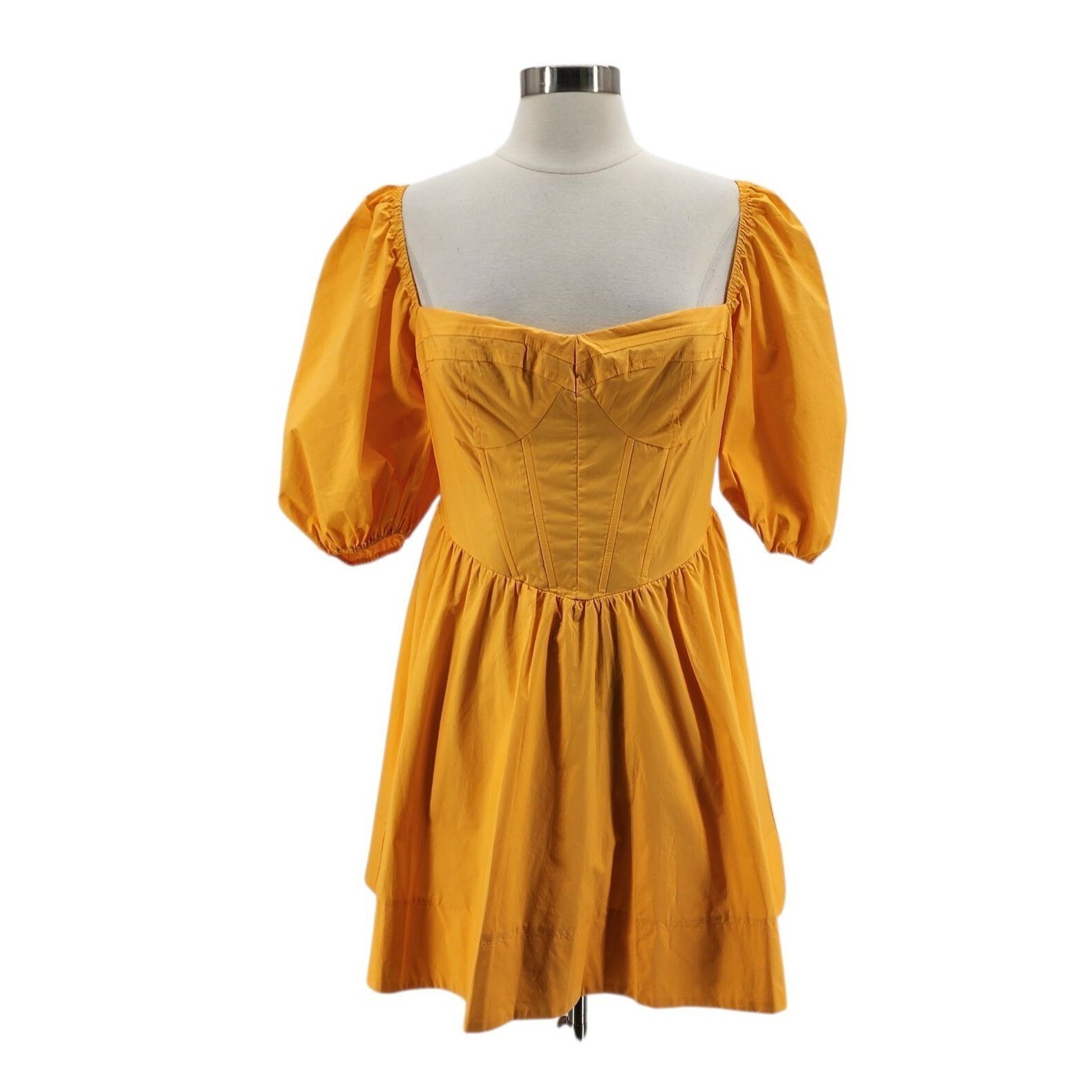 NEW All About May Womens 10 Dress Baby Doll Smock Orange Puff Sleeve Mini