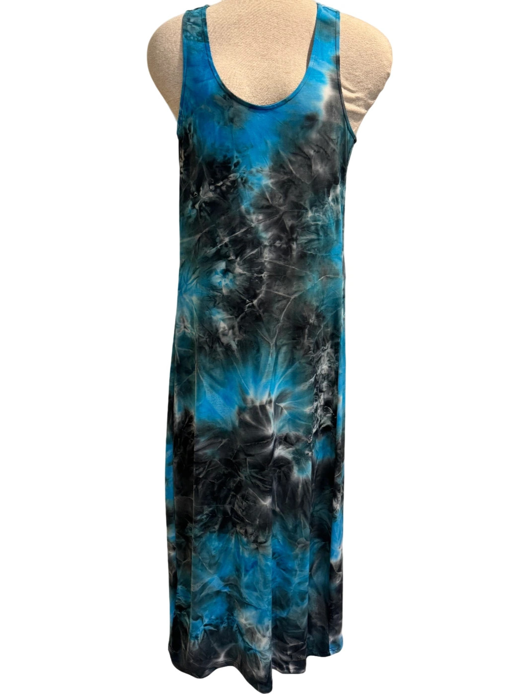 Just Love Tie Dye Maxi Dress Women S Blue Black Summer Beach Cover-Up