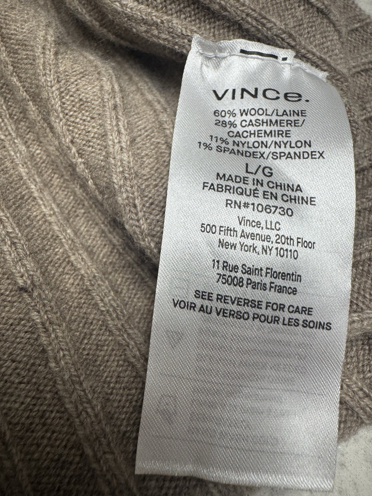 Vince Cashmere Wool Collared Ribbed Sweater Dress Polo Knit Brown Mocha Tan L