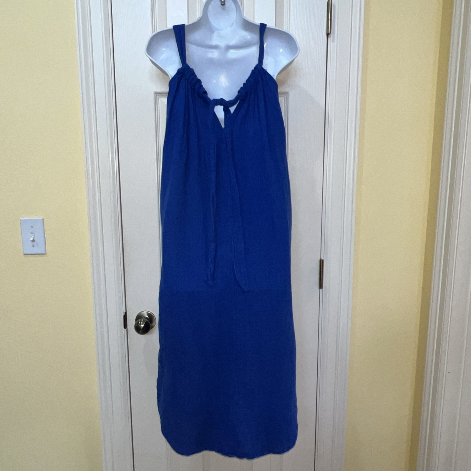 Old Navy Royal Blue Cotton Gauze Sleeveless Maxi Dress Sz XS Beach Boho Coastal
