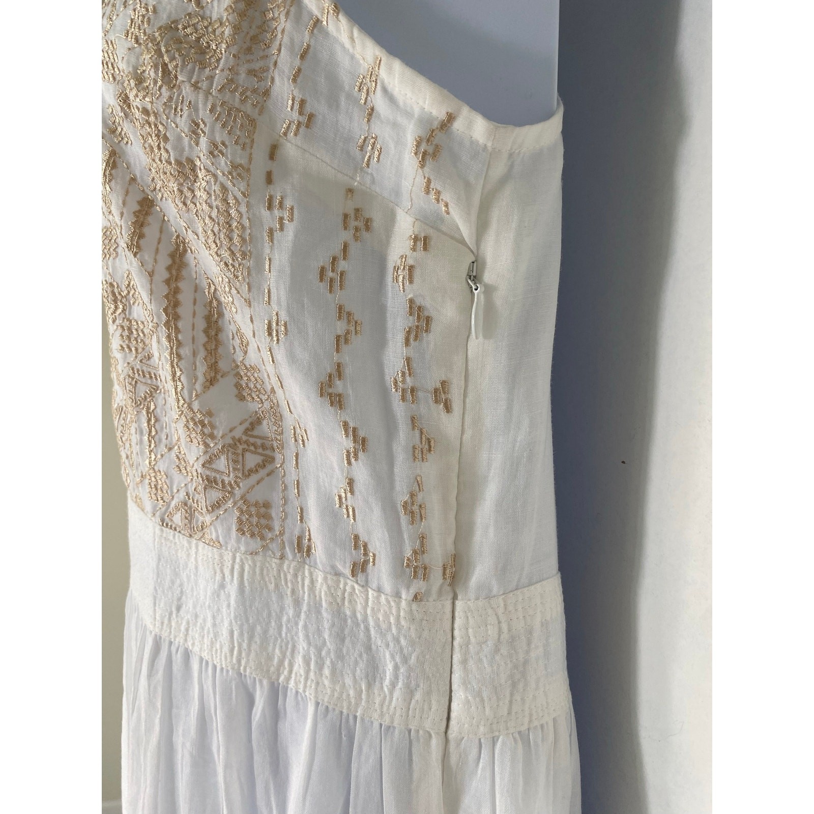 European Summer NWT SUNDANCE Verity Maxi Dress Stitch Tonal Embroidery Size M