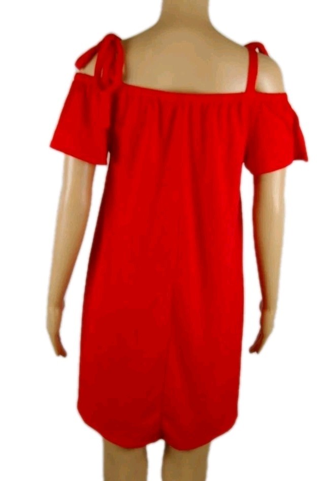 NWOT Green Envelope Solid Red Off the Shoulder Shift Dress Women’s Size Medium