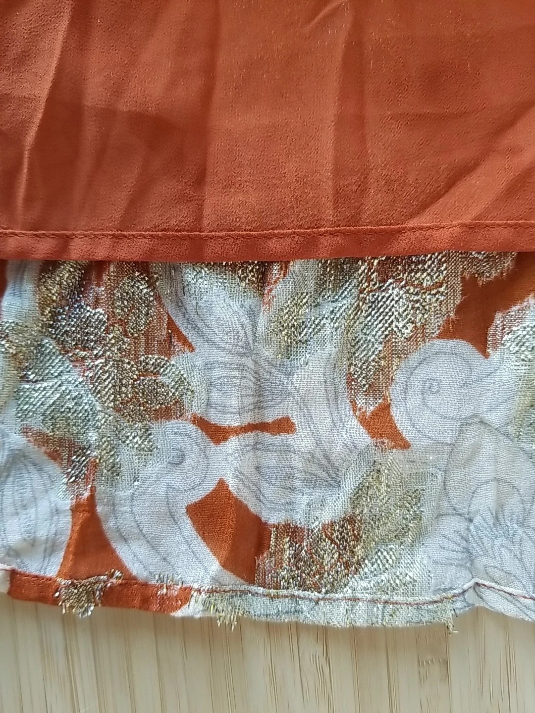 Boden Smocked Jacquard Maxi Dress Rust Copper Paisley Gold Metallic US 8 EUC