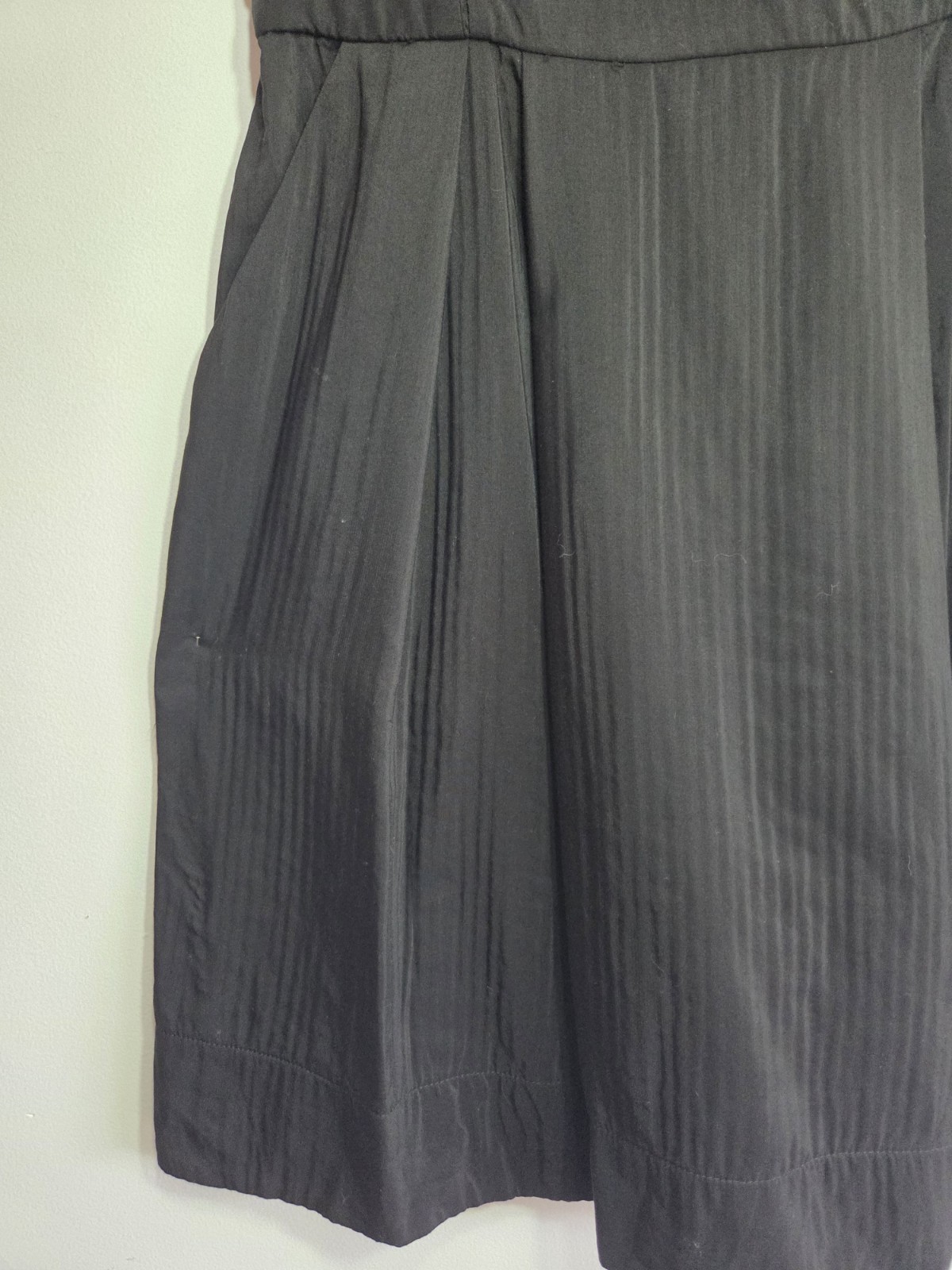 Cue Black Fit & Flare Square Neck Sleeveless Pleated Pockets Zip Dress 12