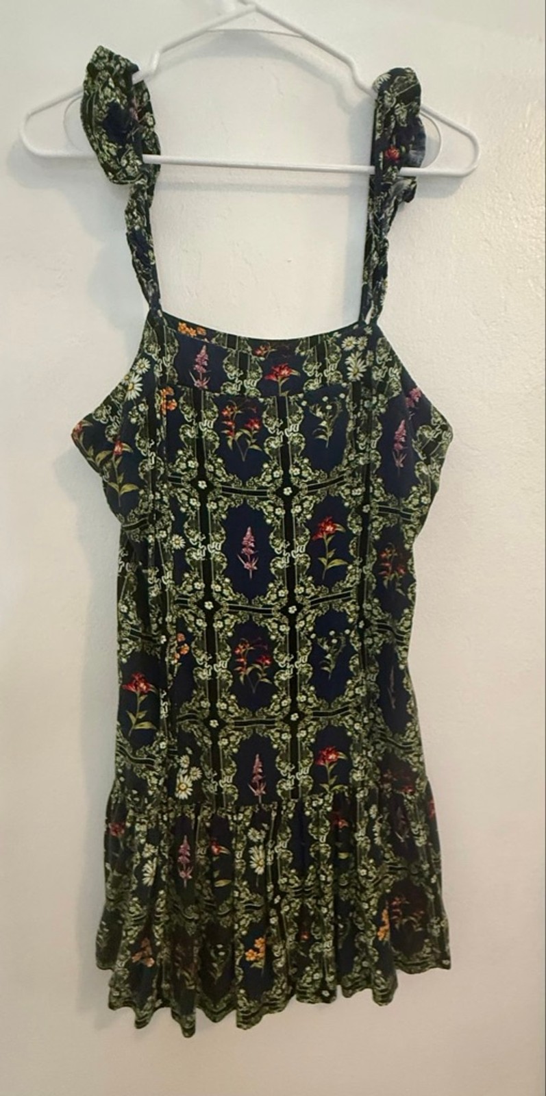 AGUABENDITA x Target Navy Floral Print Tiered Dress L