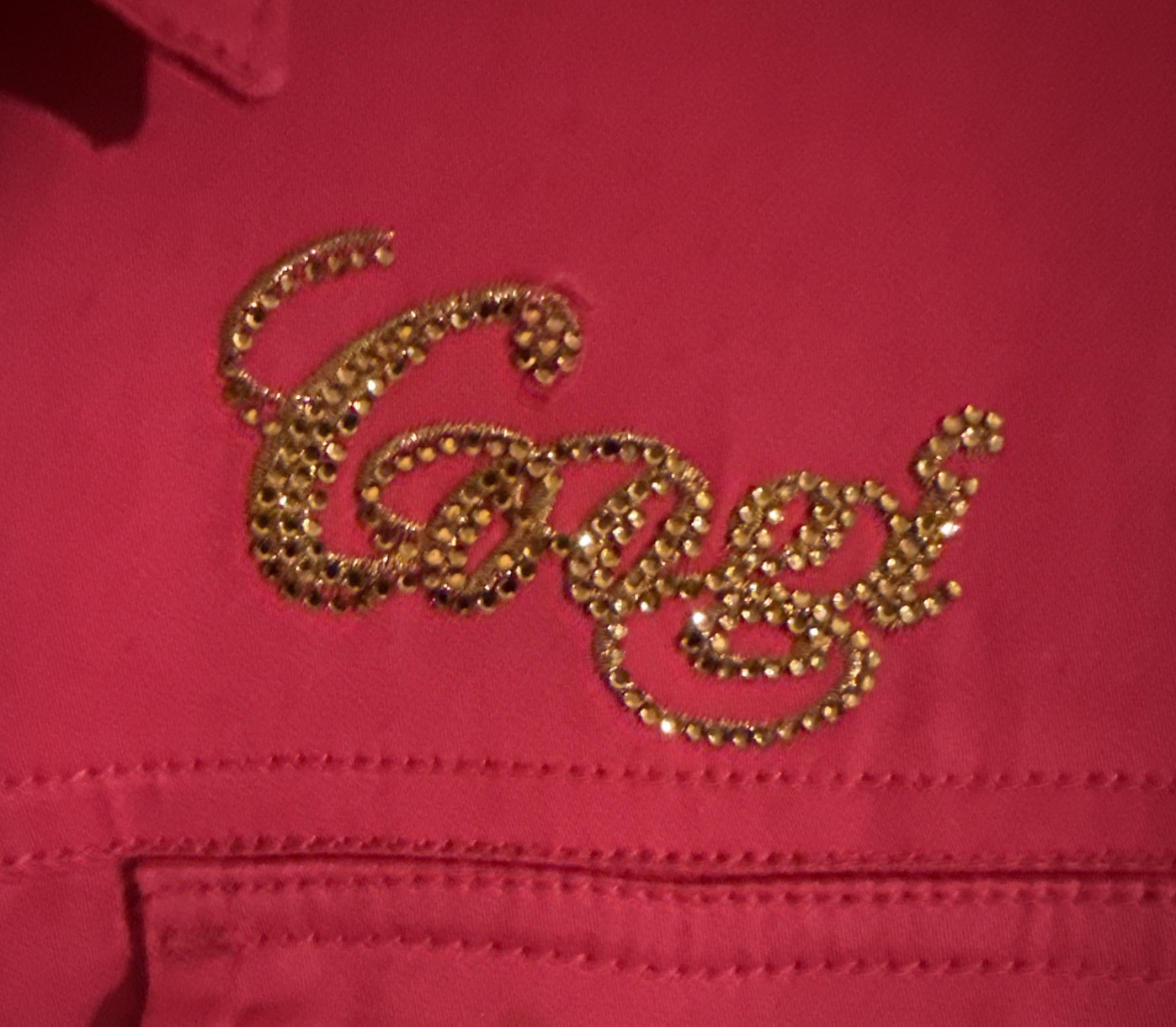 VTG Coogi Dress LG Hip Hop 90s Hot Pink Bling Abstract Belt Gold Accents READ