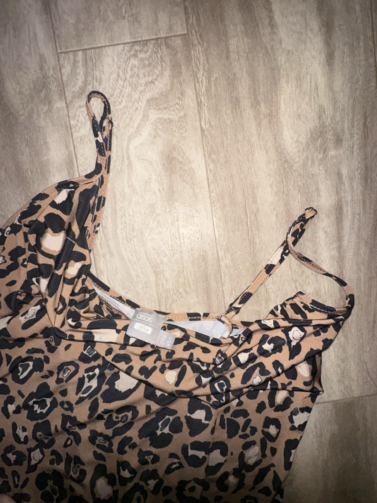 ASOS leopard print maxi dress with the adjustable straps and slits up both sides