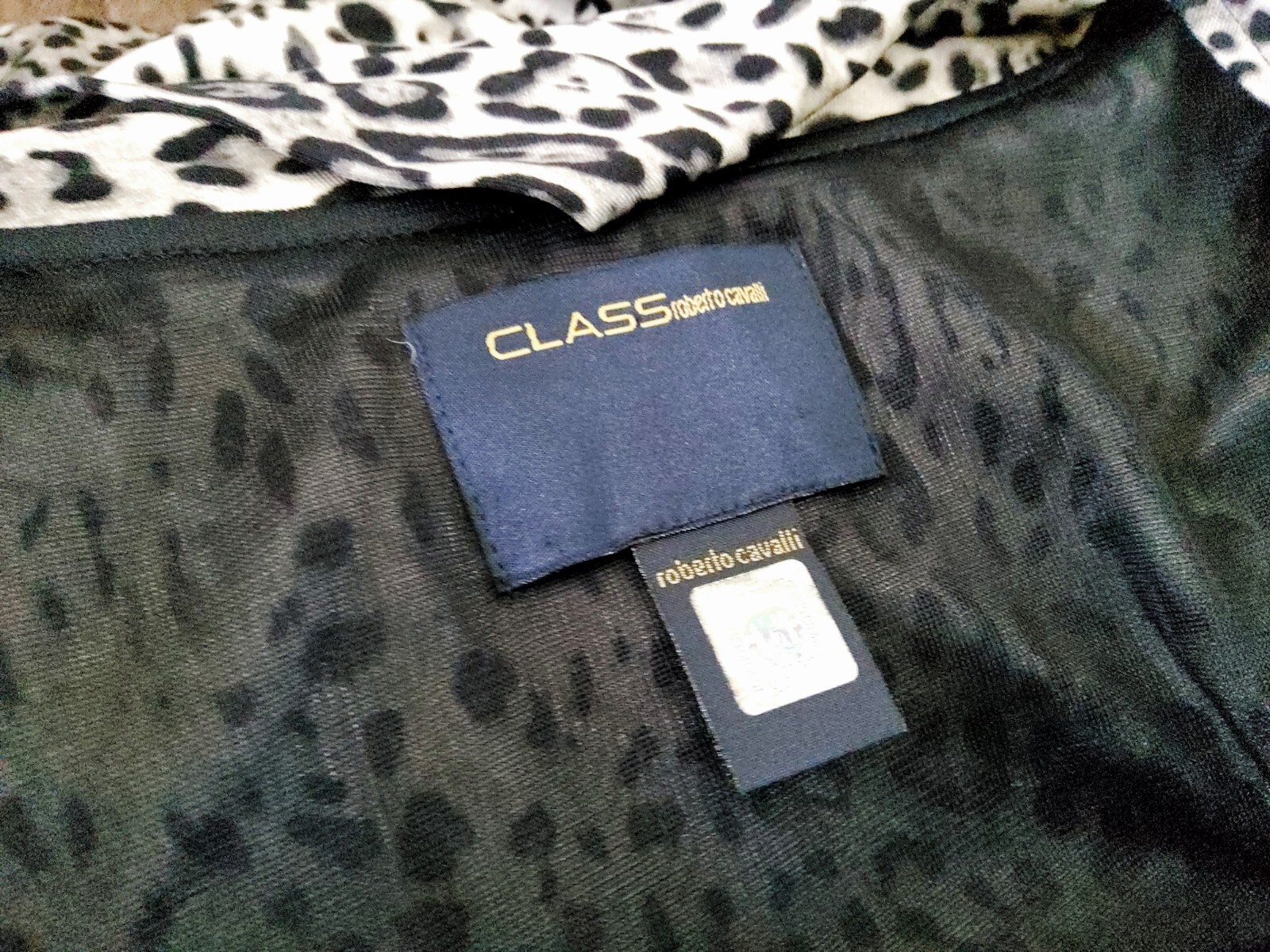 Roberto Cavalli Class Jaguar Print 100% Silk Rhinestone Sleeve Dress Size 40/6US