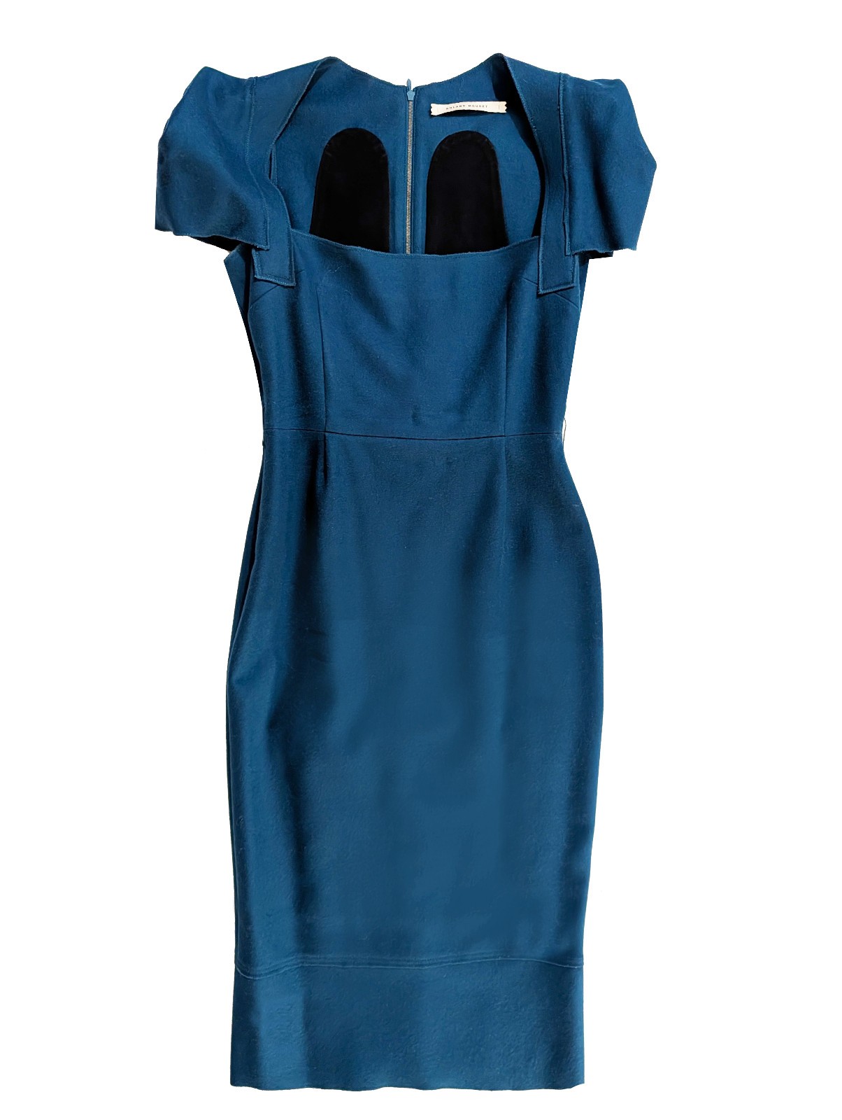 ROLAND MOURET HOURGLASS WOLL MIDI DRESS SZ 10 USA