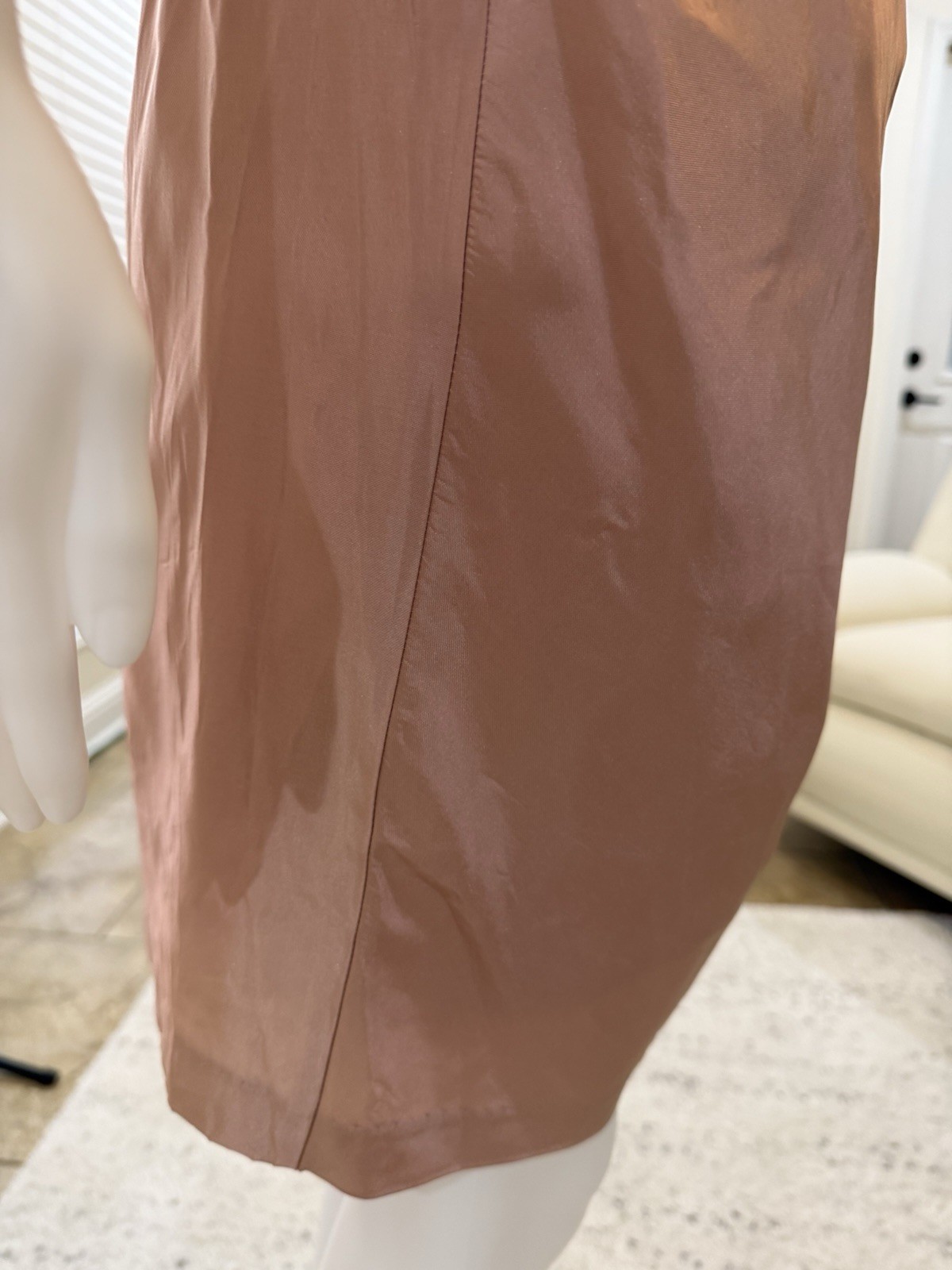 Alexia Admor Blush Satin Strapless Ruched Lined Sheath Knee Dress Size M