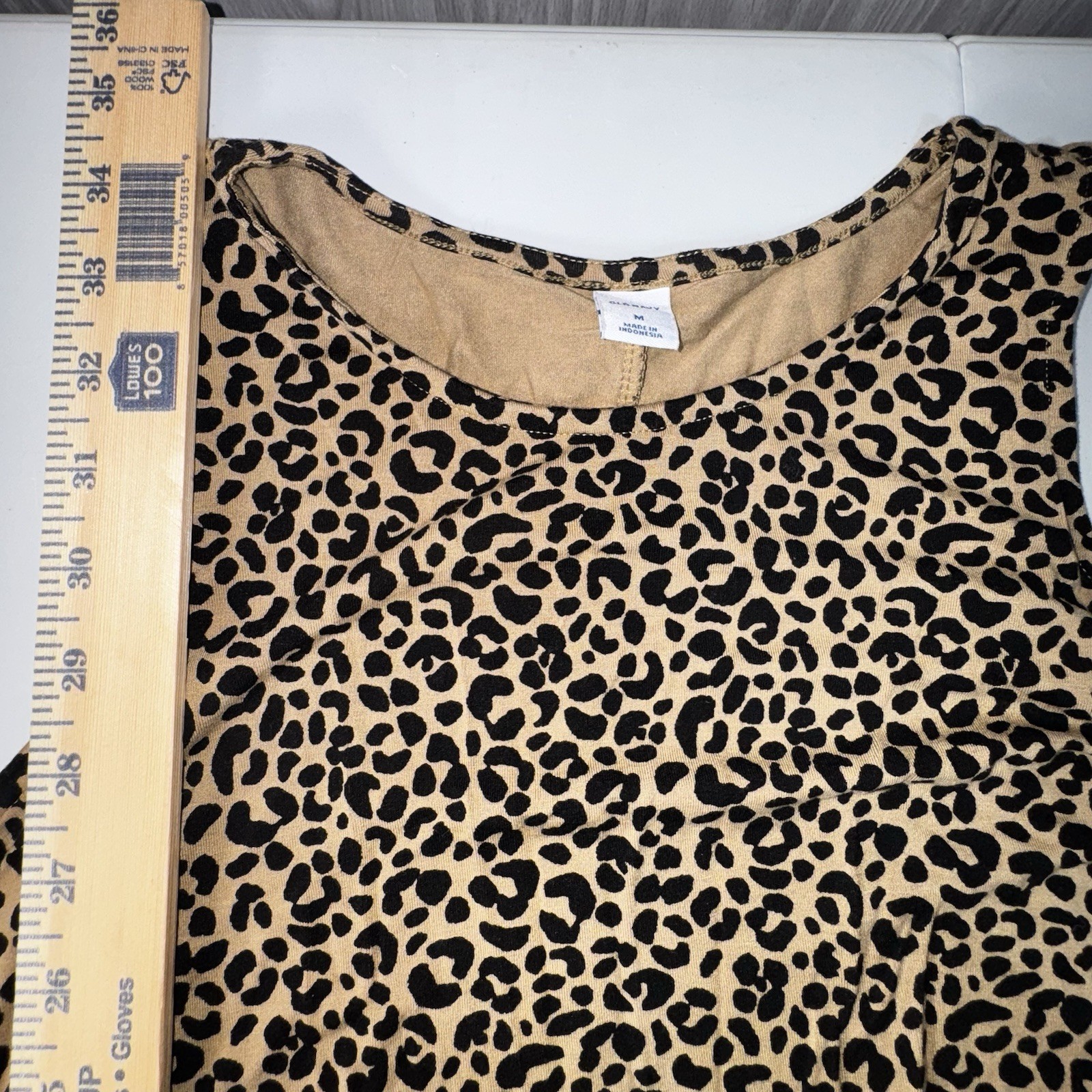 Old Navy Leopard Print Sleeveless Swing Jersey Knit Dress Size M Animal