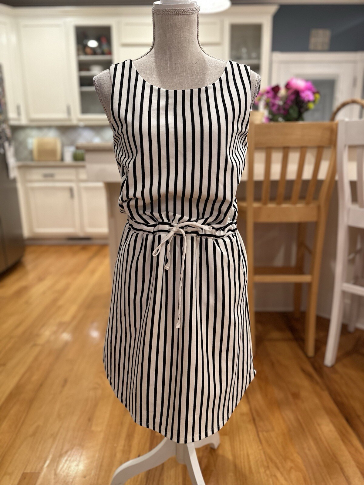 Copper Key Black And White Striped Sleeveless Dress