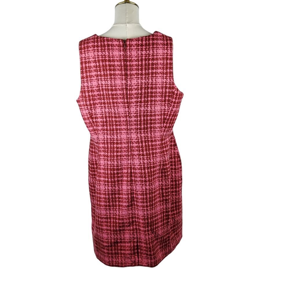 On 34th Mini Dress Womens Plus 14W Pink Plaid Tweed Wool Blend Sheath NWT