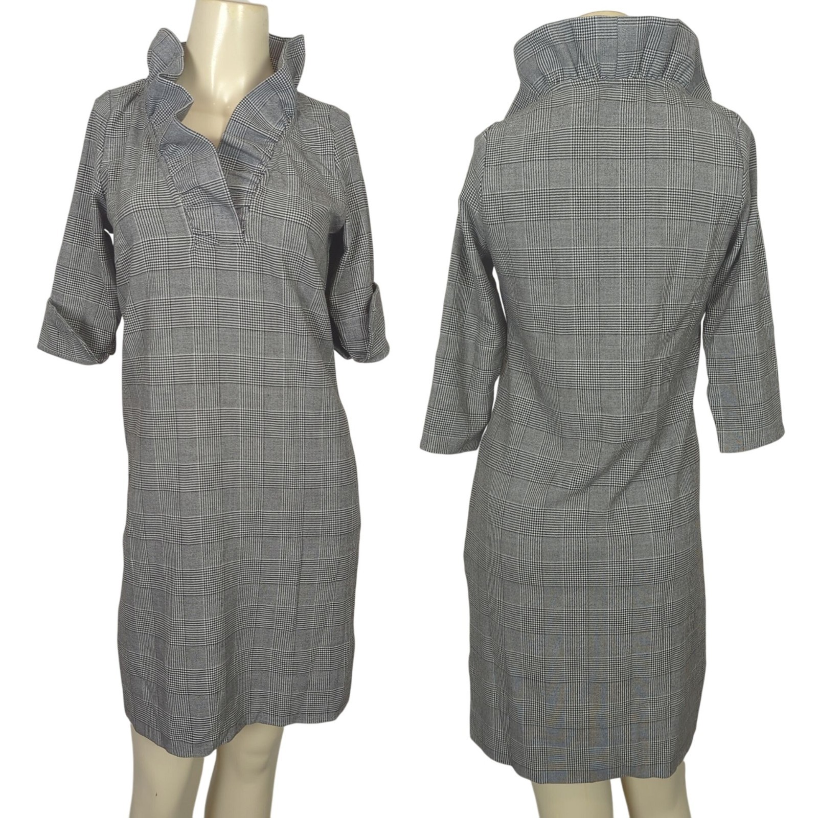 Gretchen Scott Dress black white size 0 / 2 Shrimp Wall Street Ruff Neck