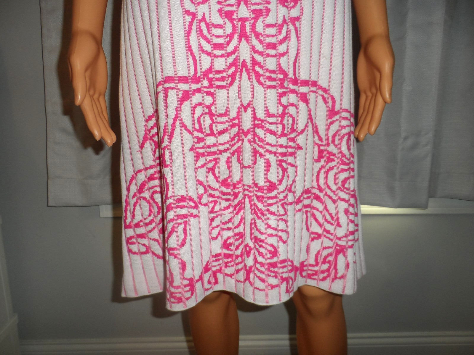 Beautiful Ming Wang size M pink white floral short sleeve dress women NWT