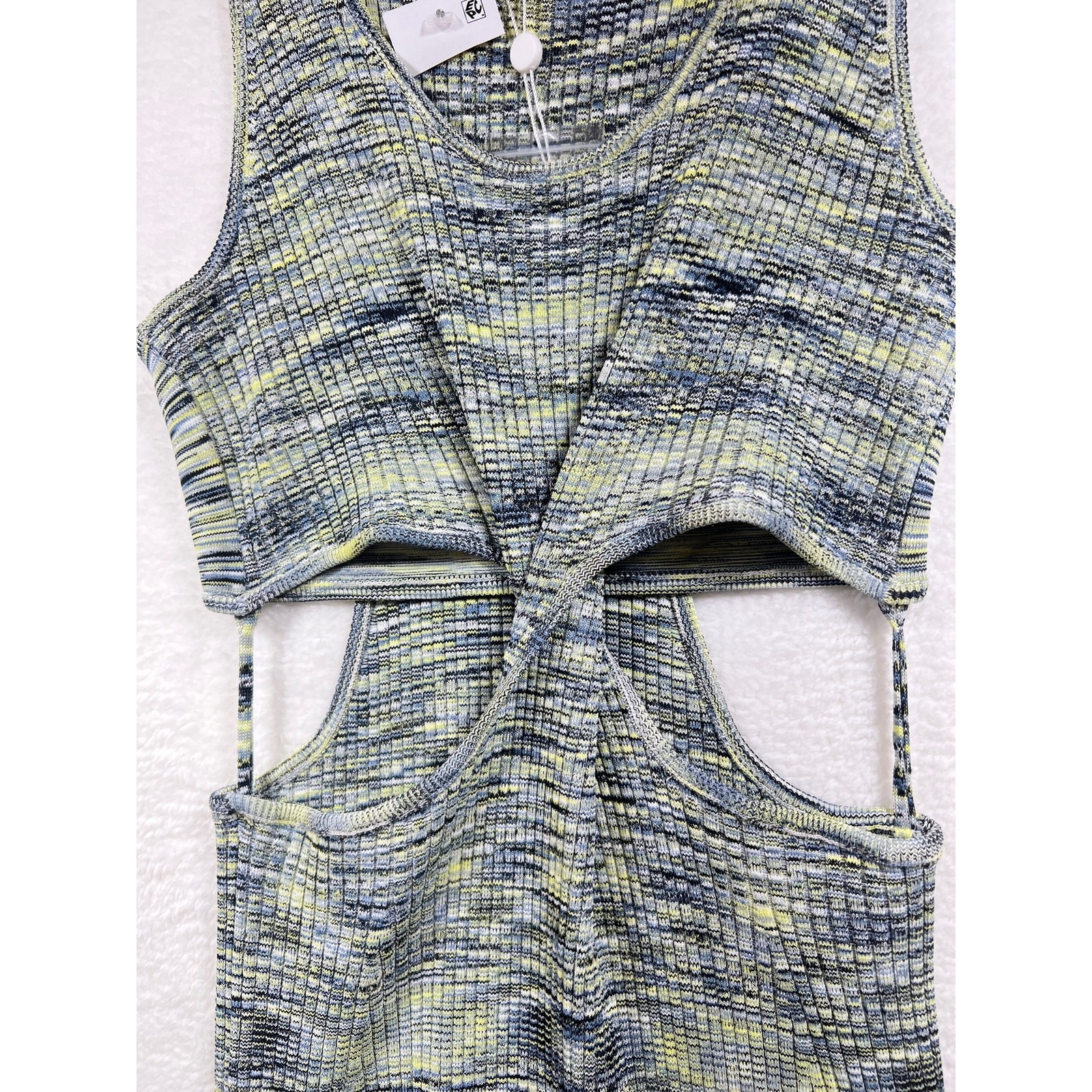 Jonathan Simkhai Colleen Midi Dress Medium Rib Knit Cut Out Basil Space