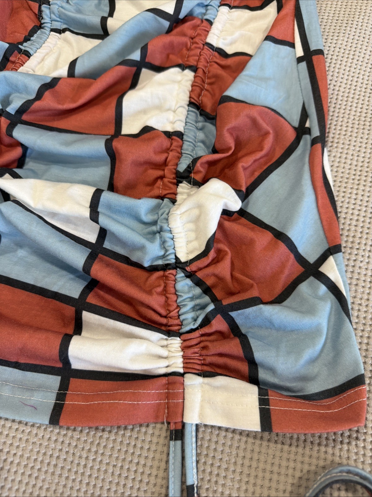 Shein Open Shoulder, Dress Strings In The Front Checkerboard Multicolor Size XS