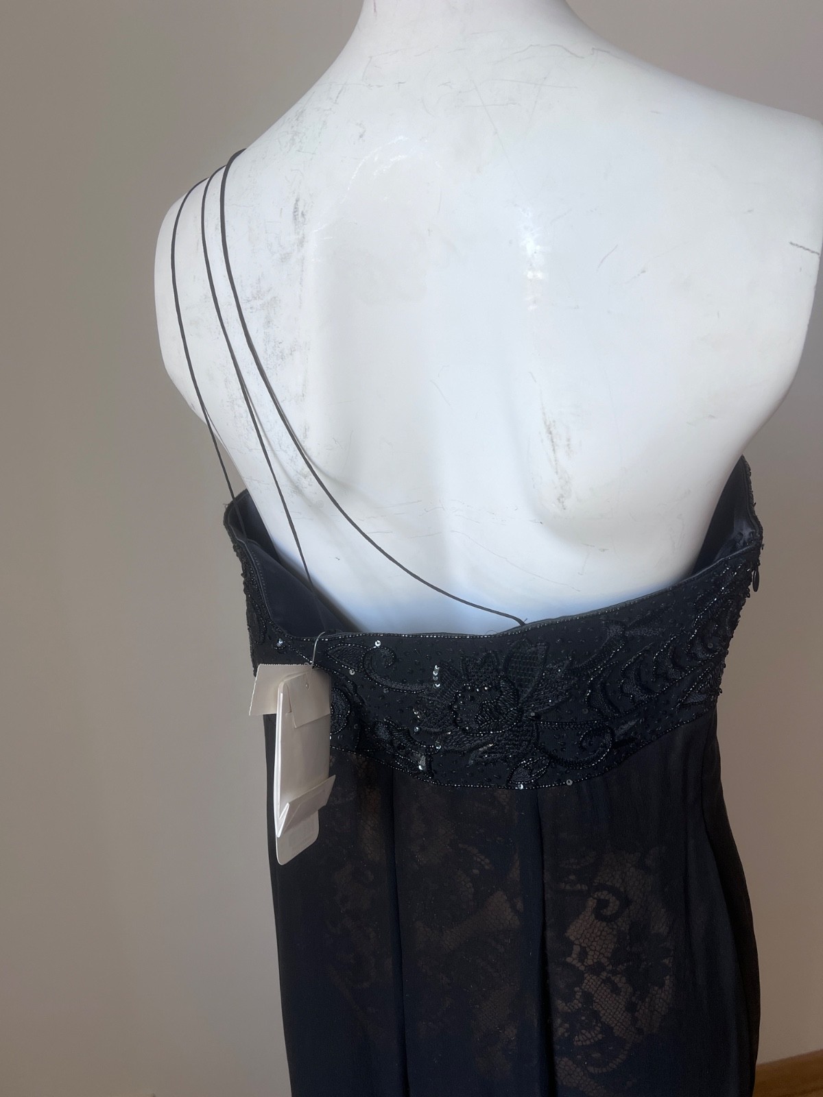 Vintage Silk Maxi Escada One Shoulder Gown with Lace underdress sz L