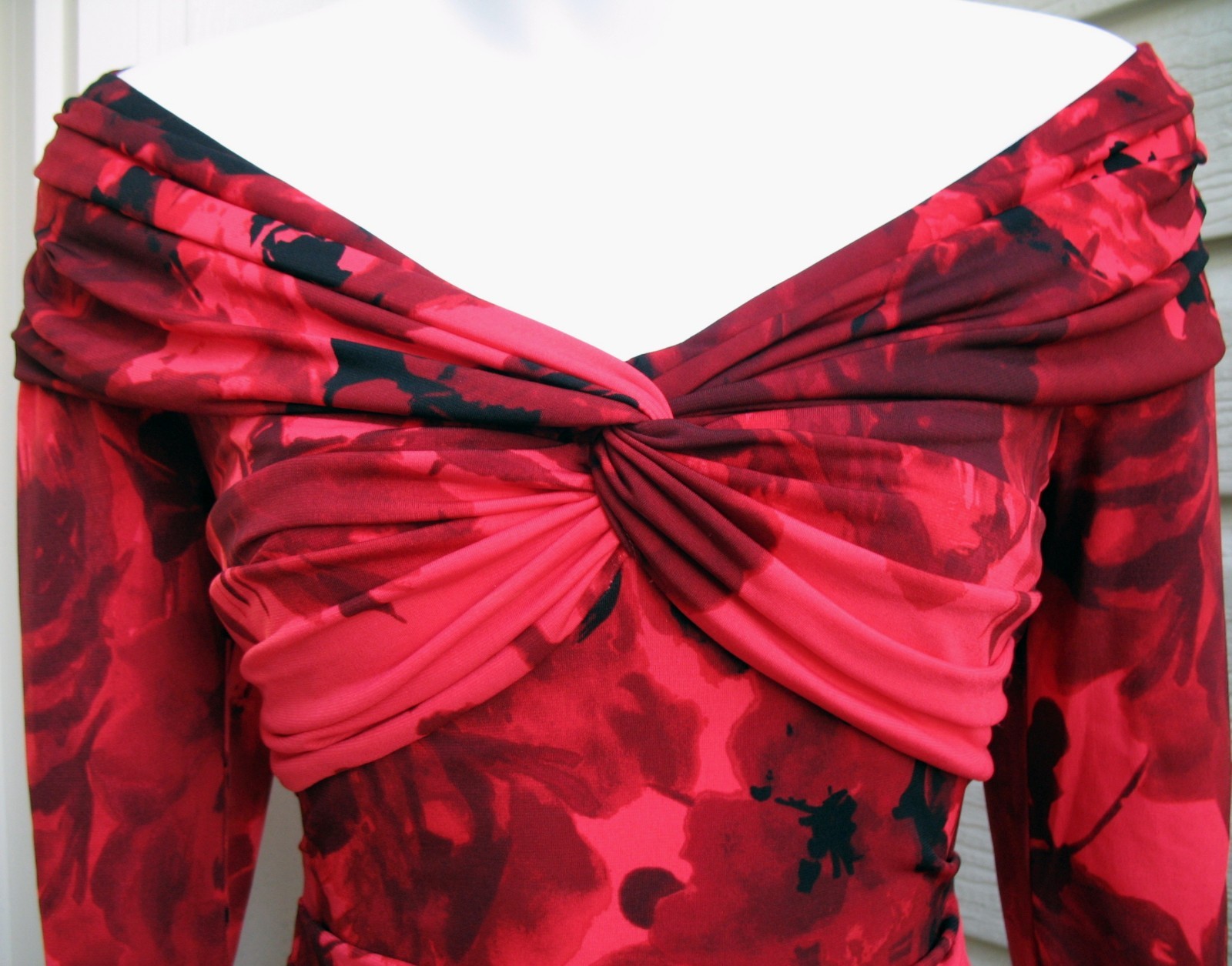 Muse BOSTON PROPER Size 6 Off the Shoulder Floral Print Cocktail Party Dress Red