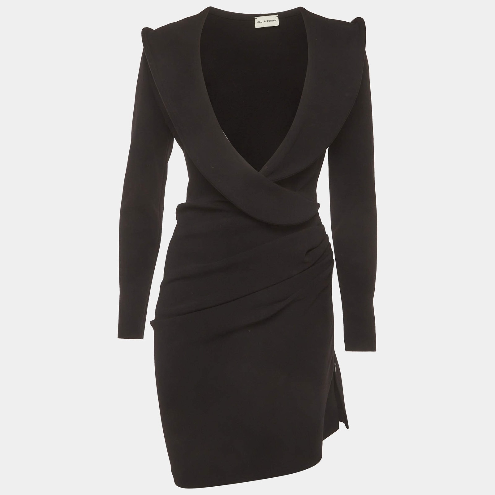 Magda Butrym Black Jersey Wrap Effect Ruched Mini Dress S