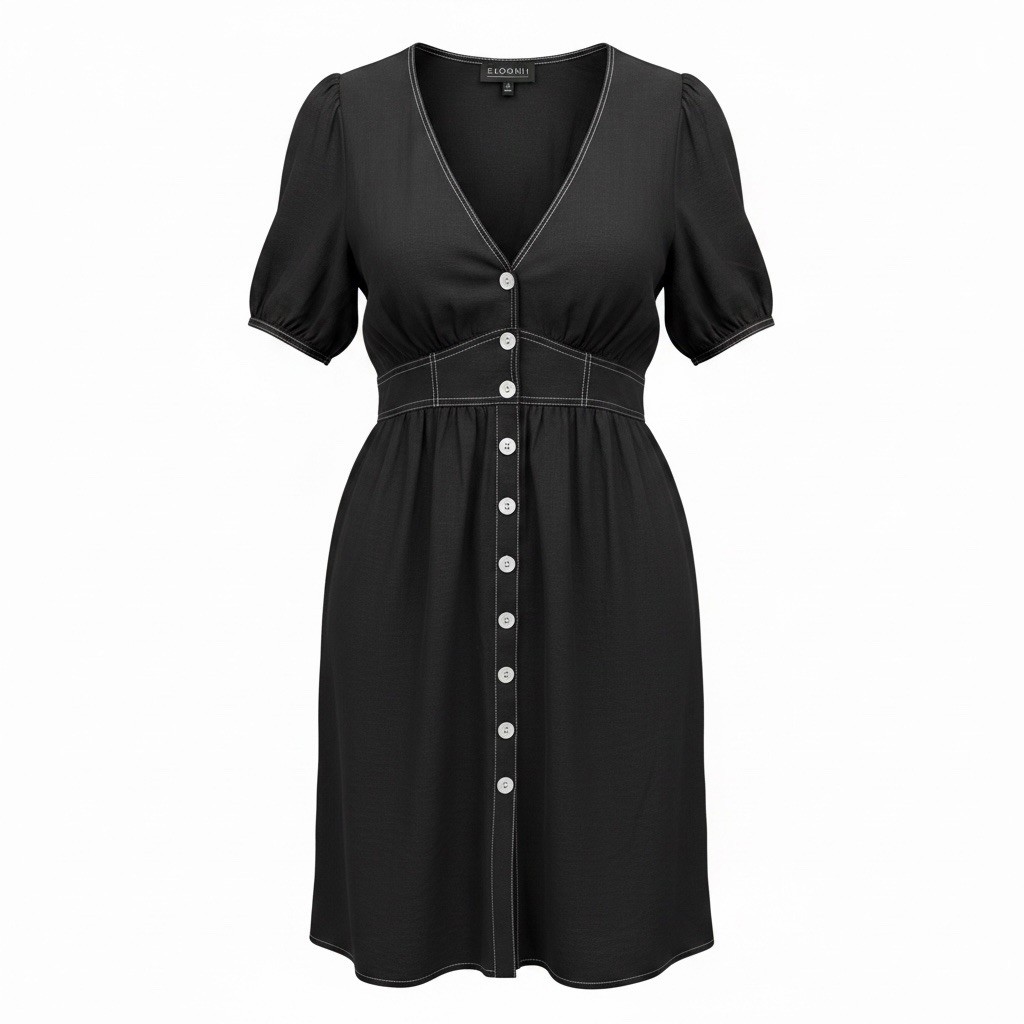 Eloquii Women’s Plus Size 16 Oversize Coquette Black Linen Blend Dress EUC