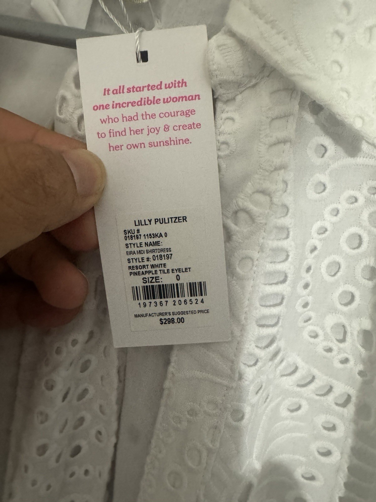 Lilly Pulitzer White Eyelet Eira Midi Shirt Dress Size 0 with Self Tie