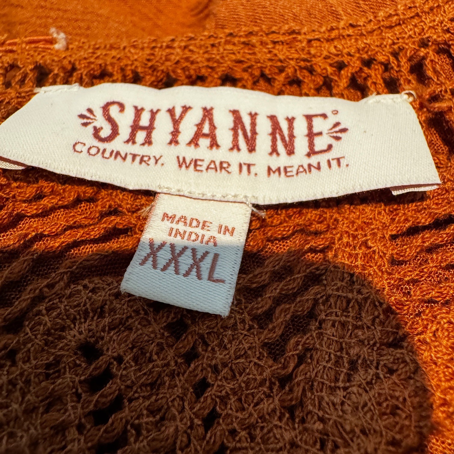 NEW SHYANNE Crochet Yoke Crinkle Mini Dress Women’s XXXL Brown Coachella Western