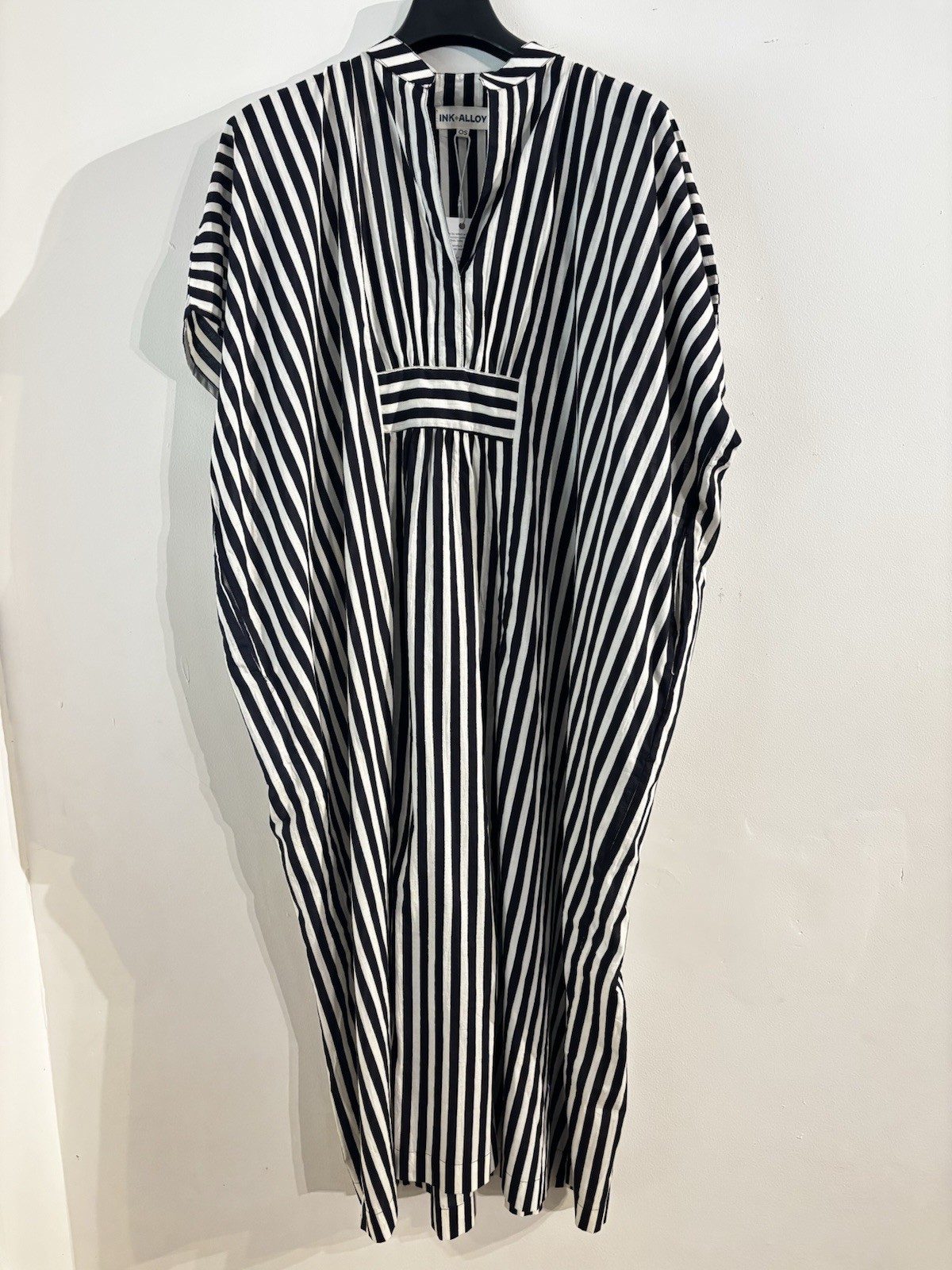 Ink+Alloy Margot Striped Kaftan Black and Cream One Size