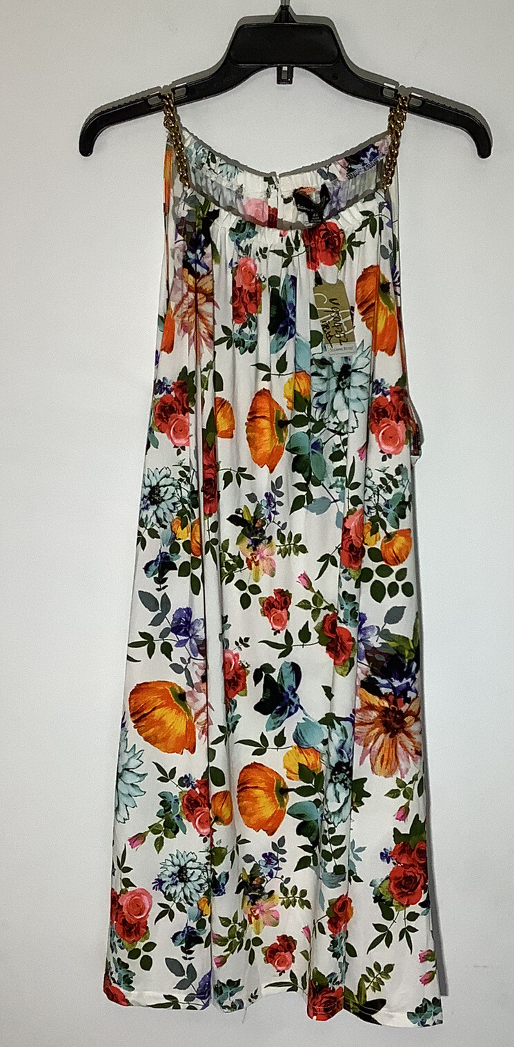 Suzanne Betro Womens Sleeveless Floral Dress With Gold Chains Size 4X NWT