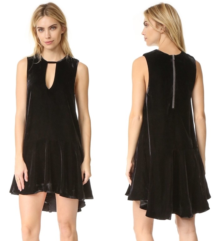$168 NWT FREE PEOPLE SzM SOFT FOCUS SLEEVELESS DROP-WAIST VELVET DRESS BLACK