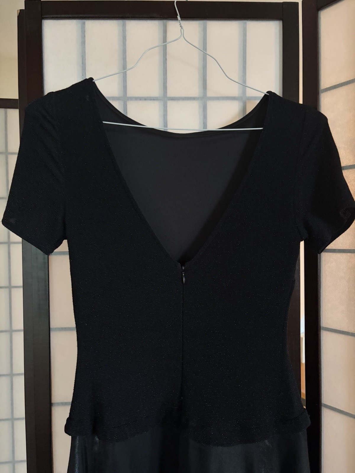 Vintage Cache Black Elegant Maxi Dress Formal Satin Metallic Size 4 US /6 UK