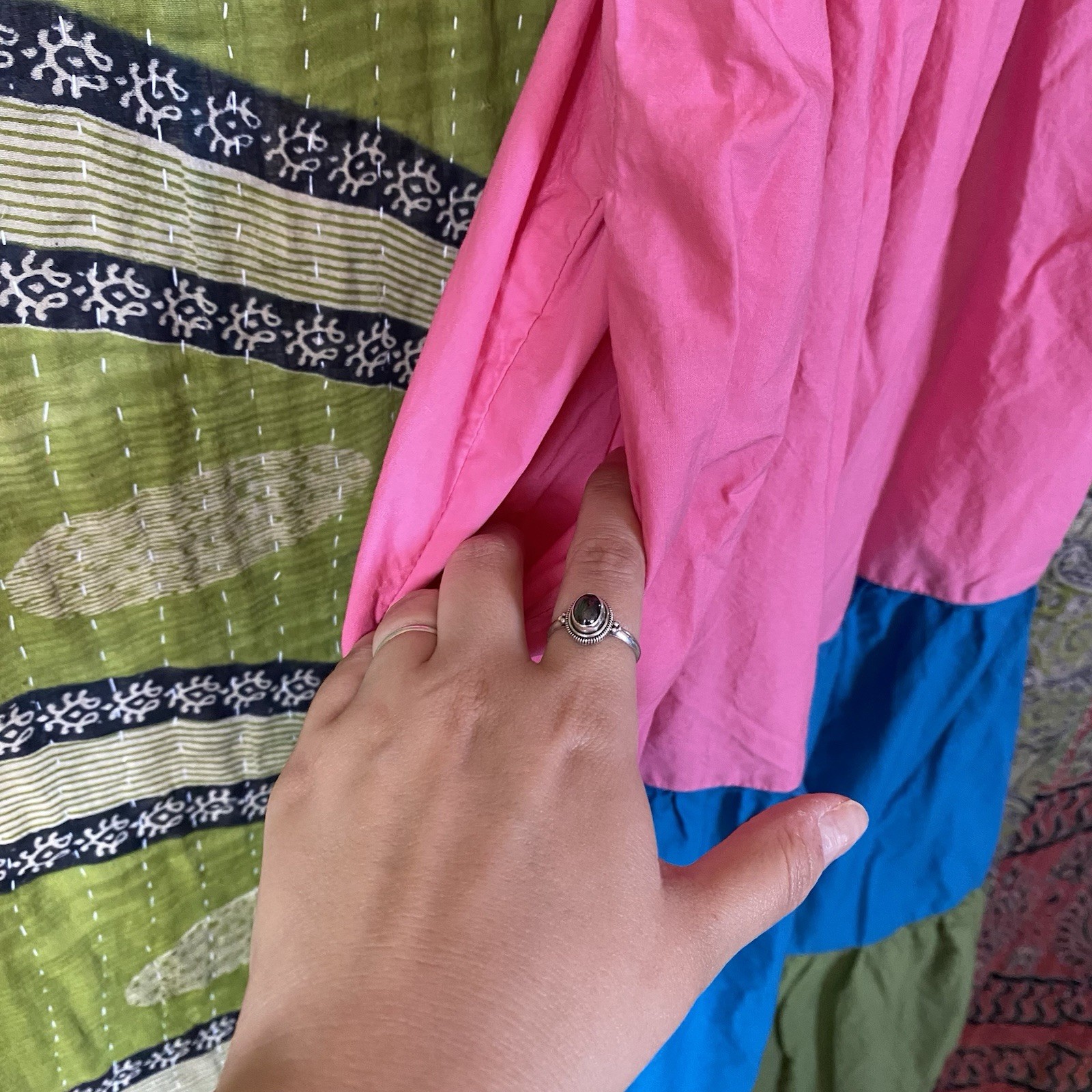 Boden Red/ Pink/ Blue/ Green Colorblock Trapeze Cotton Maxi Dress Size 6 Petite