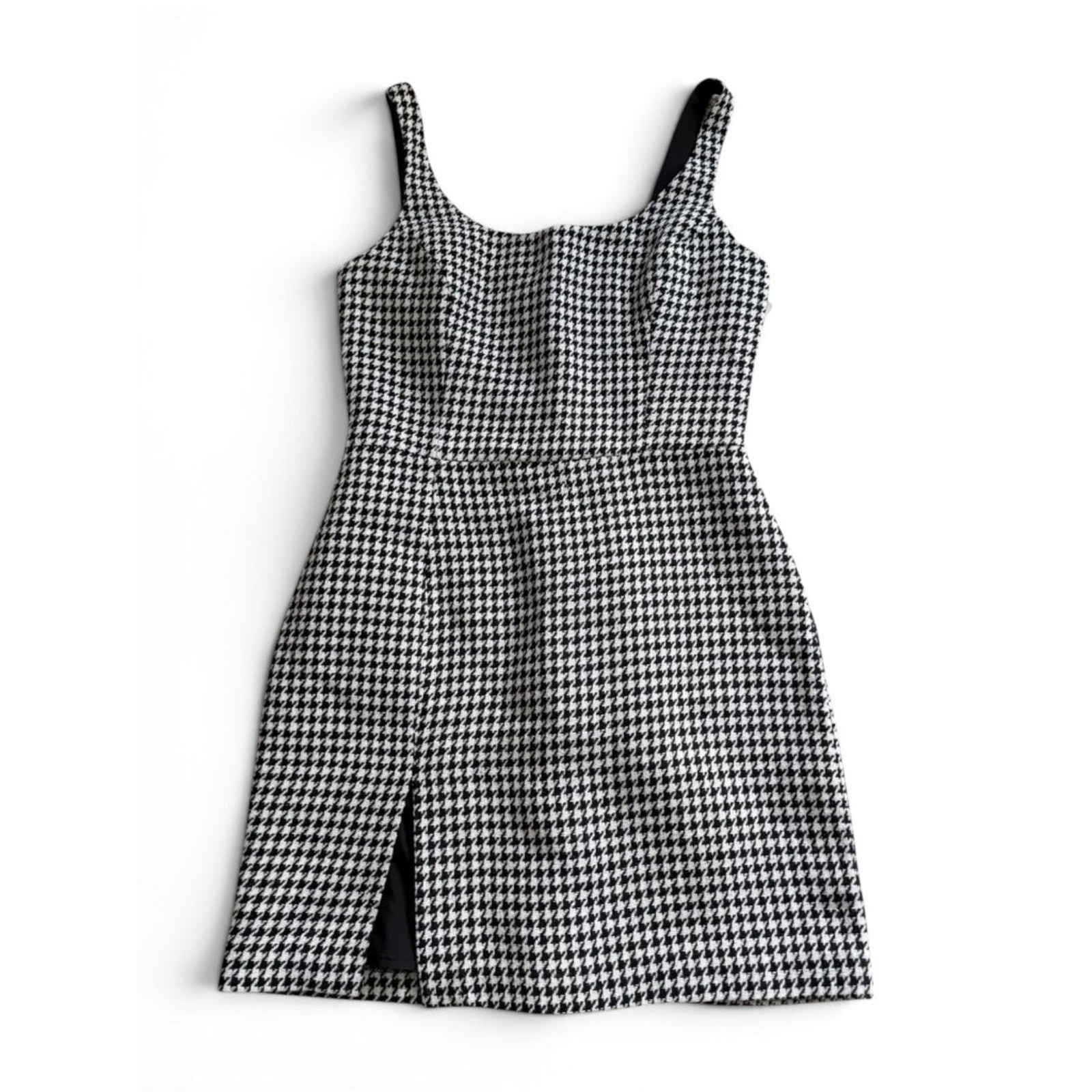 Amanda Uprichard Amabella Houndstooth Mini Dress Black White Size Small Revolve